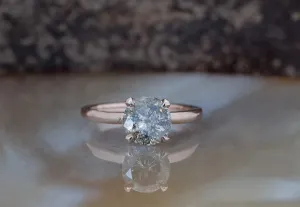 2 ct Salt and Pepper solitaire diamond engagement ring - 14k 18K Rose Gold