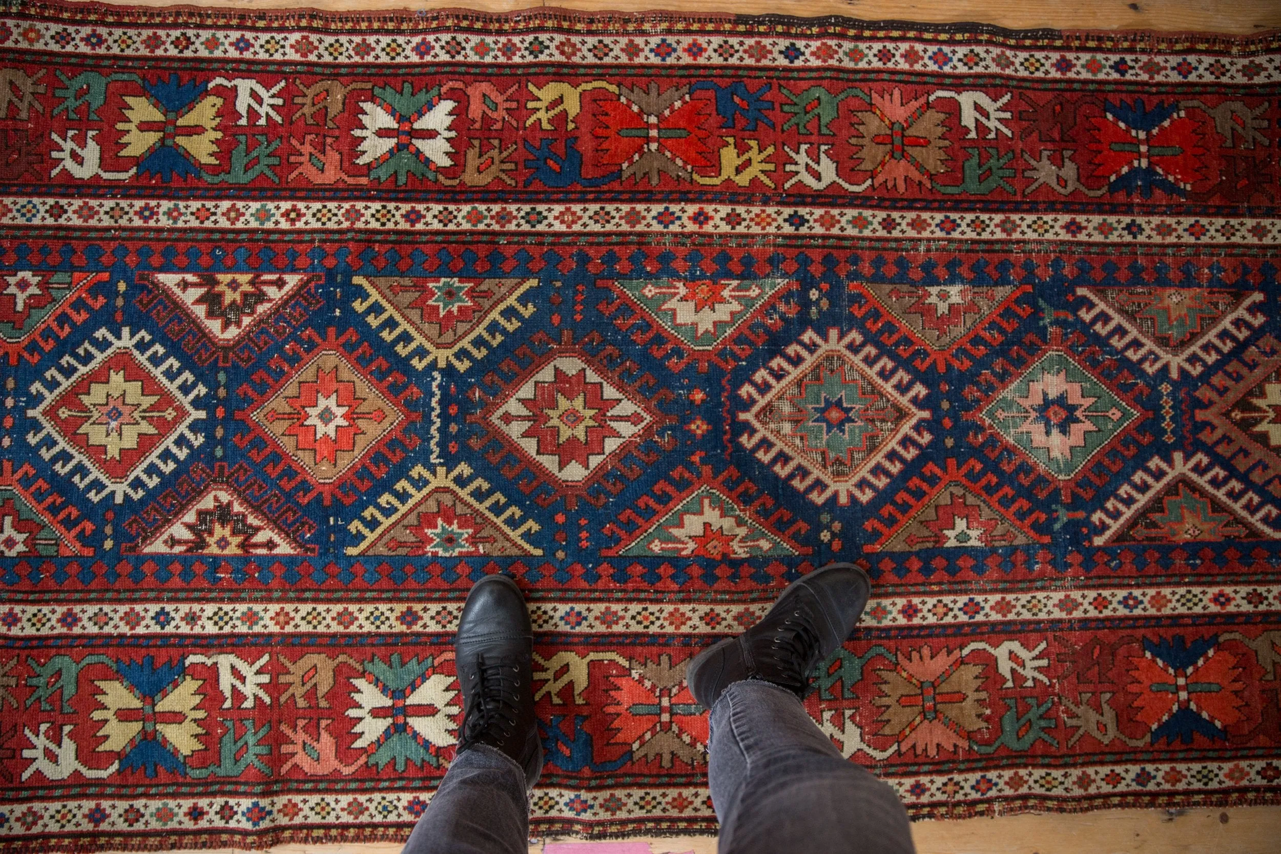 3.5x12.5 Antique Caucasian Rug Runner