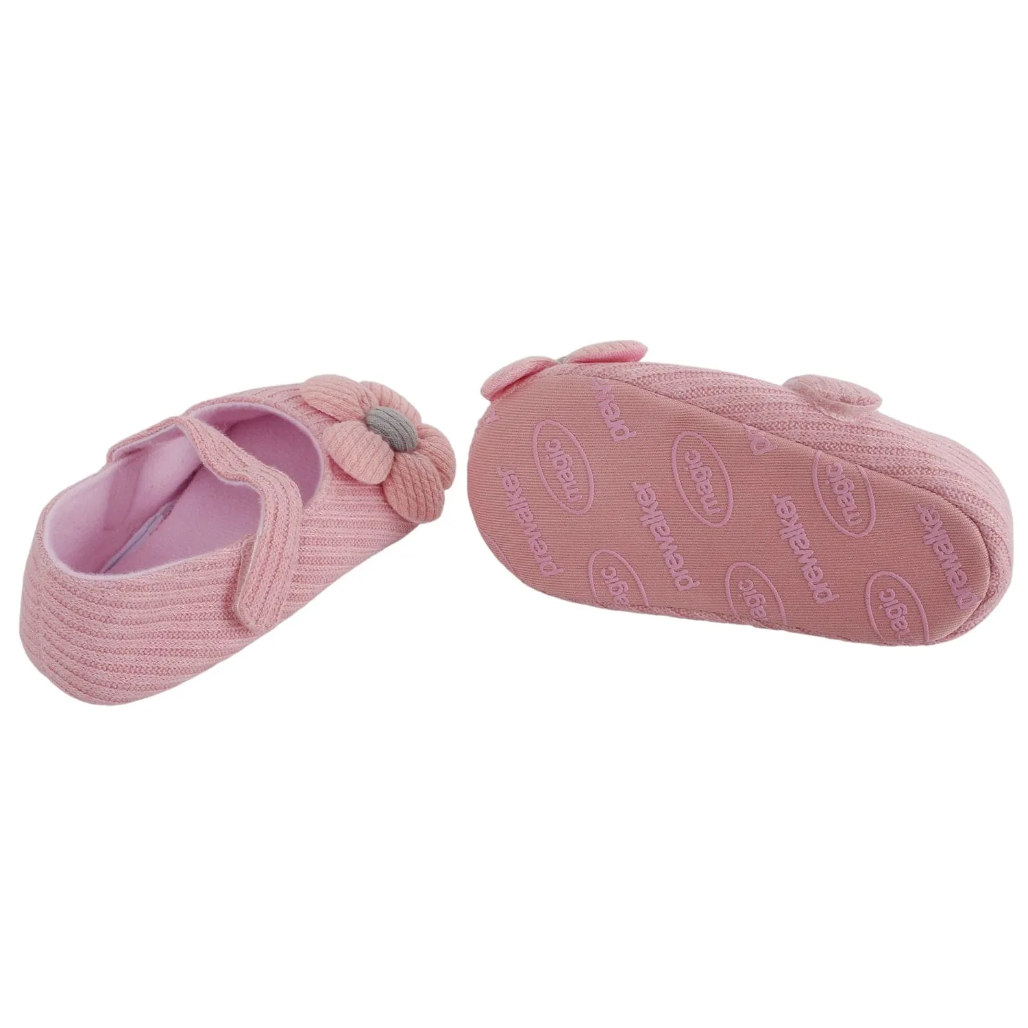 Baby Moo Floral Applique Peach Booties
