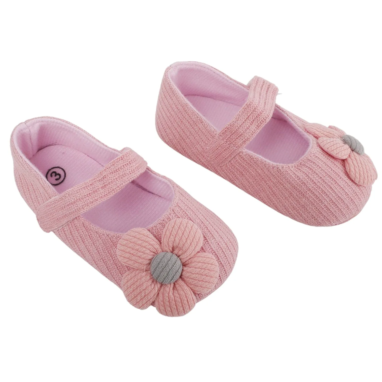 Baby Moo Floral Applique Peach Booties
