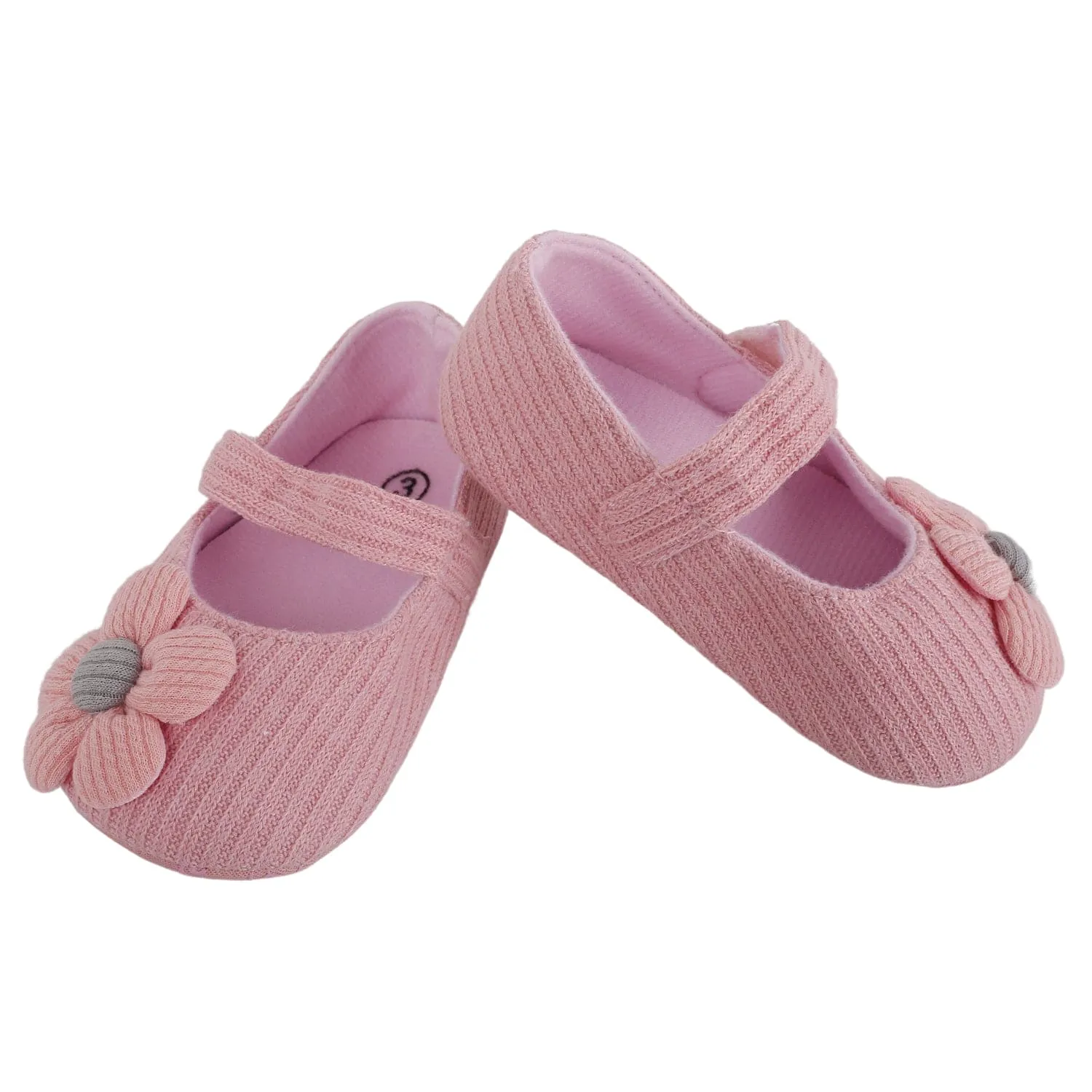 Baby Moo Floral Applique Peach Booties