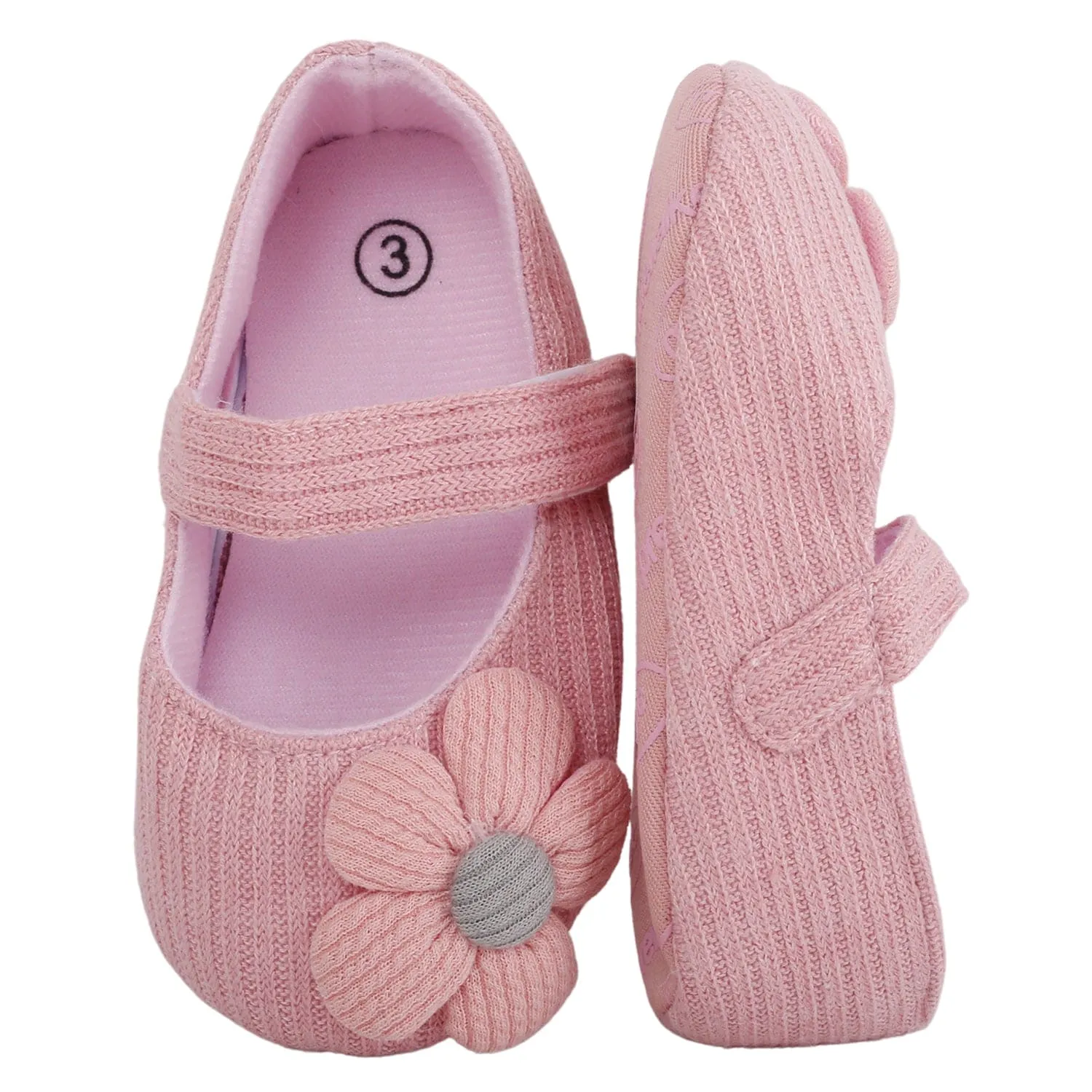 Baby Moo Floral Applique Peach Booties