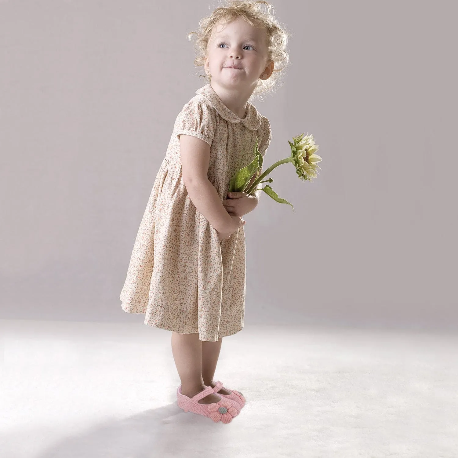 Baby Moo Floral Applique Peach Booties