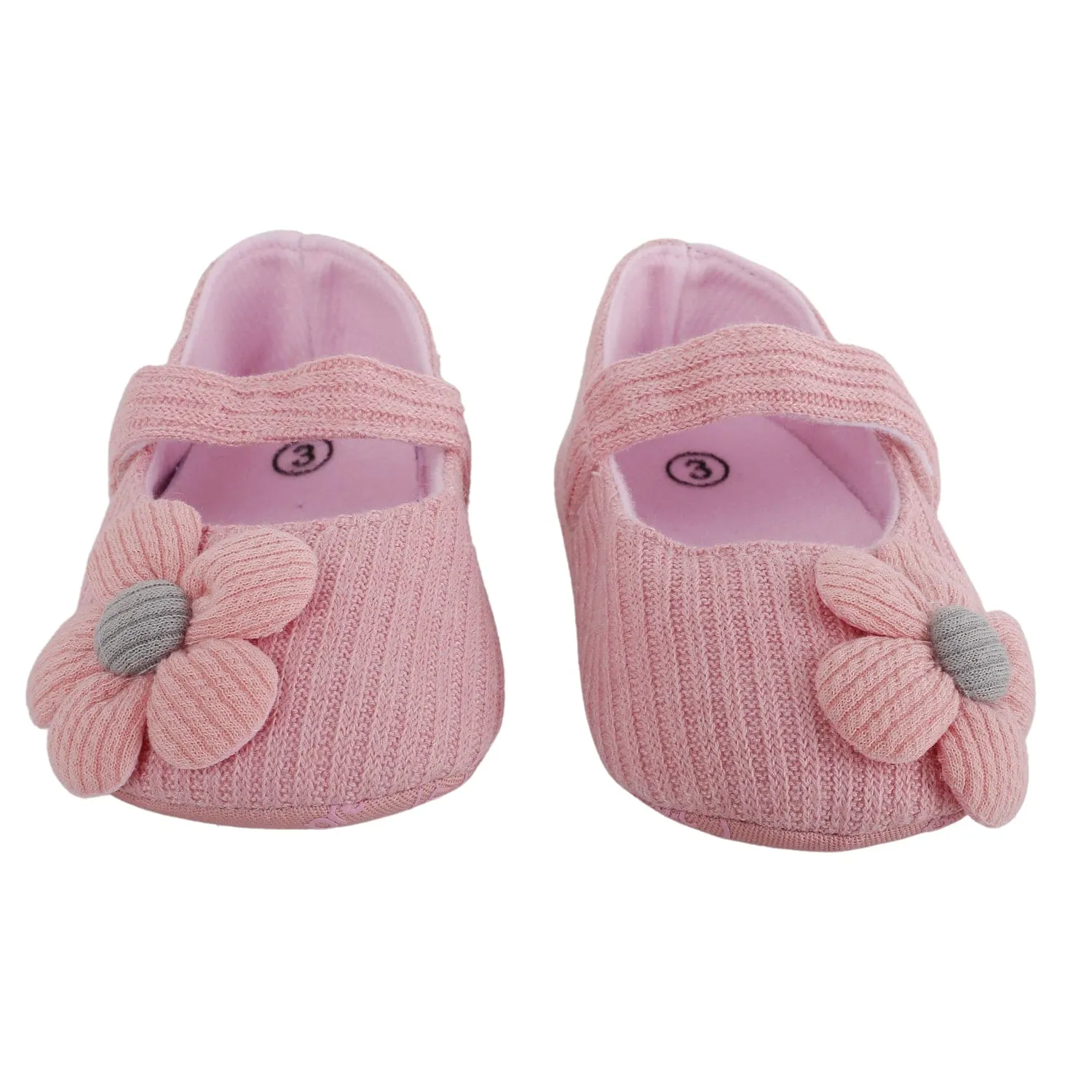 Baby Moo Floral Applique Peach Booties