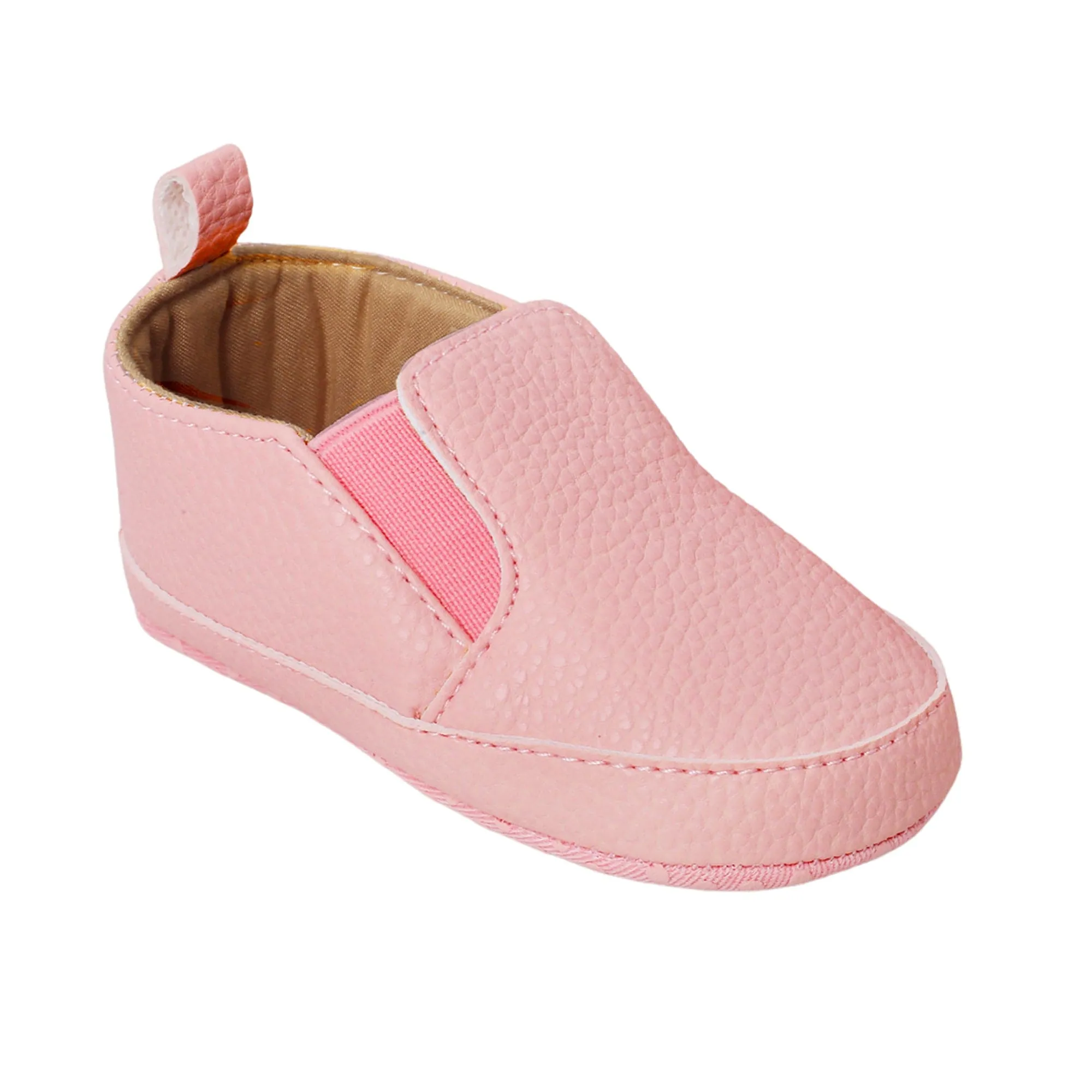 Baby Moo Leather Pink Slip-On Booties