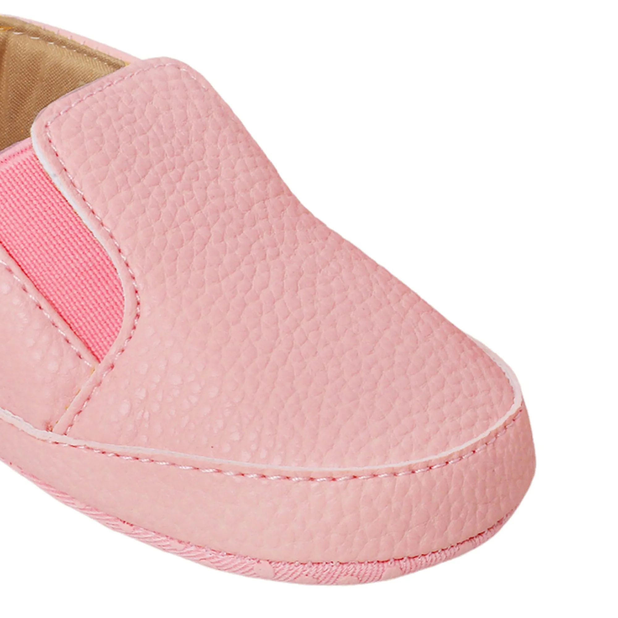 Baby Moo Leather Pink Slip-On Booties