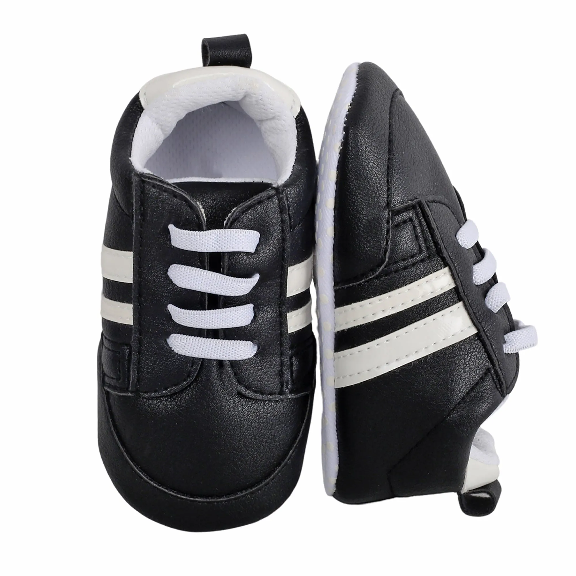 Baby Moo White Stripes On Black Sneakers