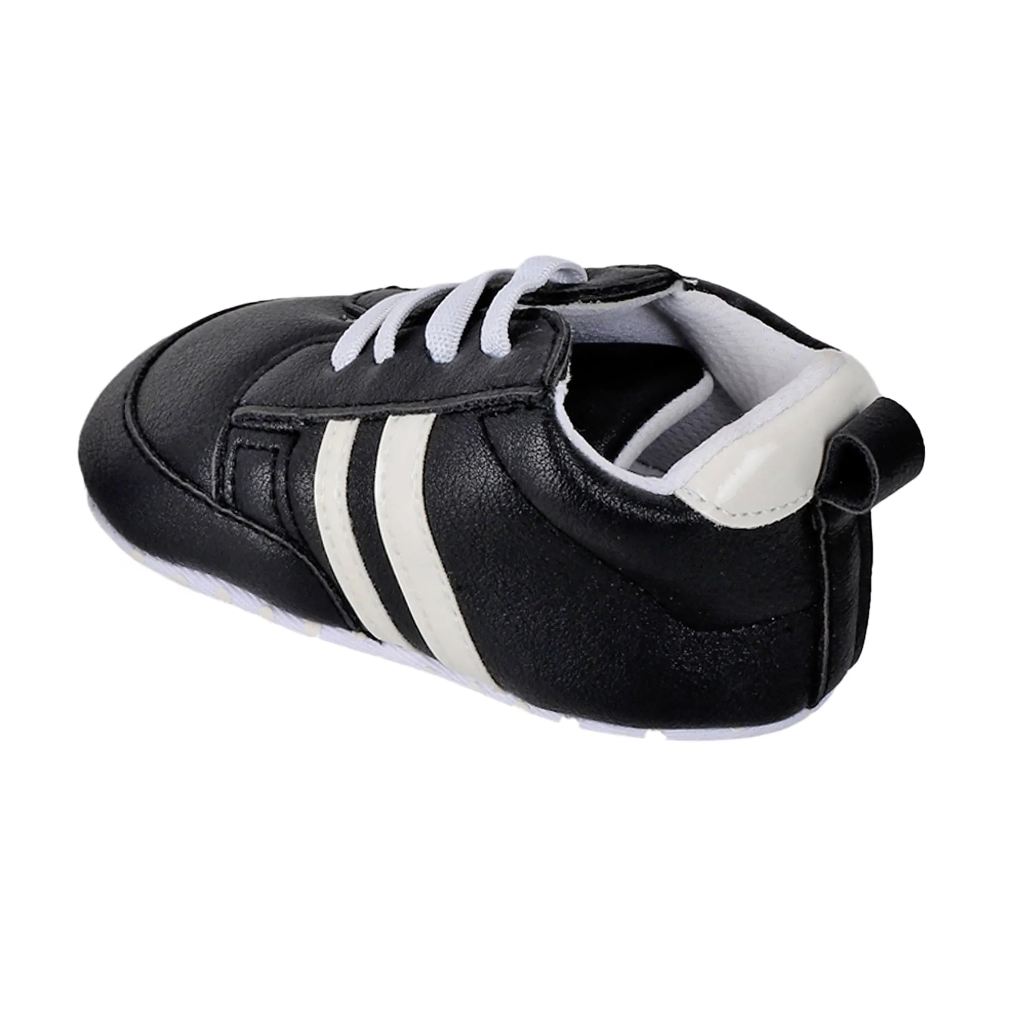 Baby Moo White Stripes On Black Sneakers