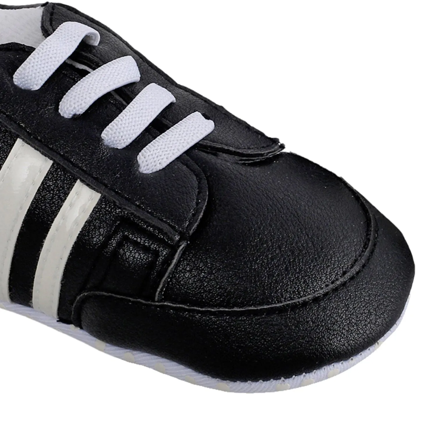 Baby Moo White Stripes On Black Sneakers