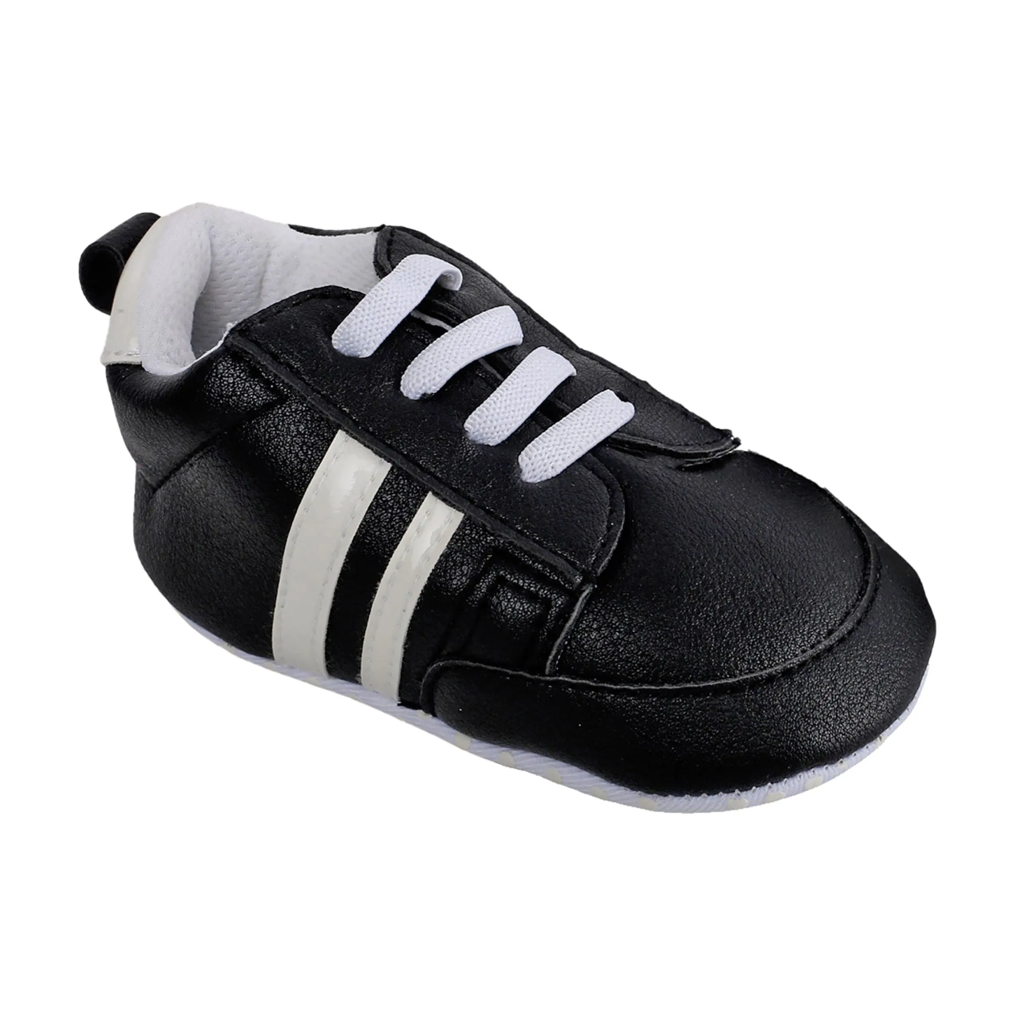 Baby Moo White Stripes On Black Sneakers