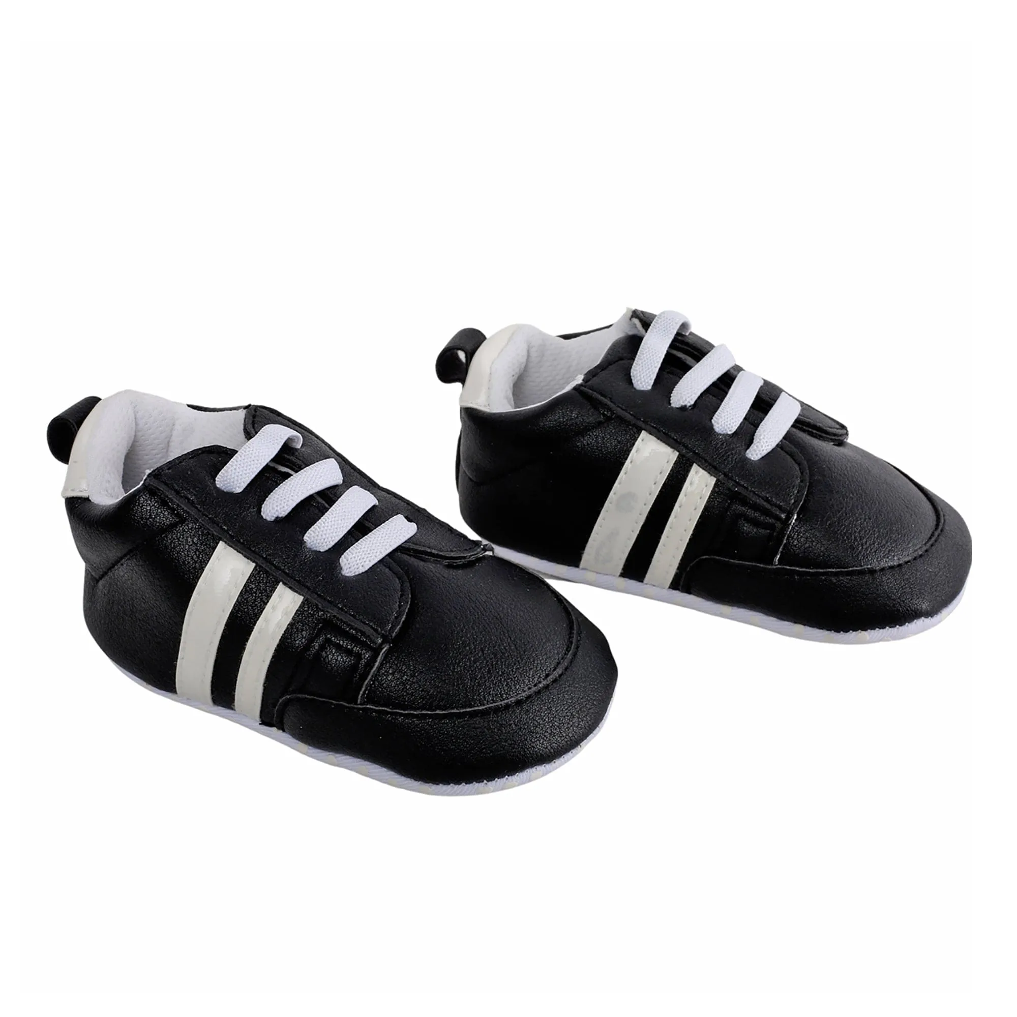 Baby Moo White Stripes On Black Sneakers
