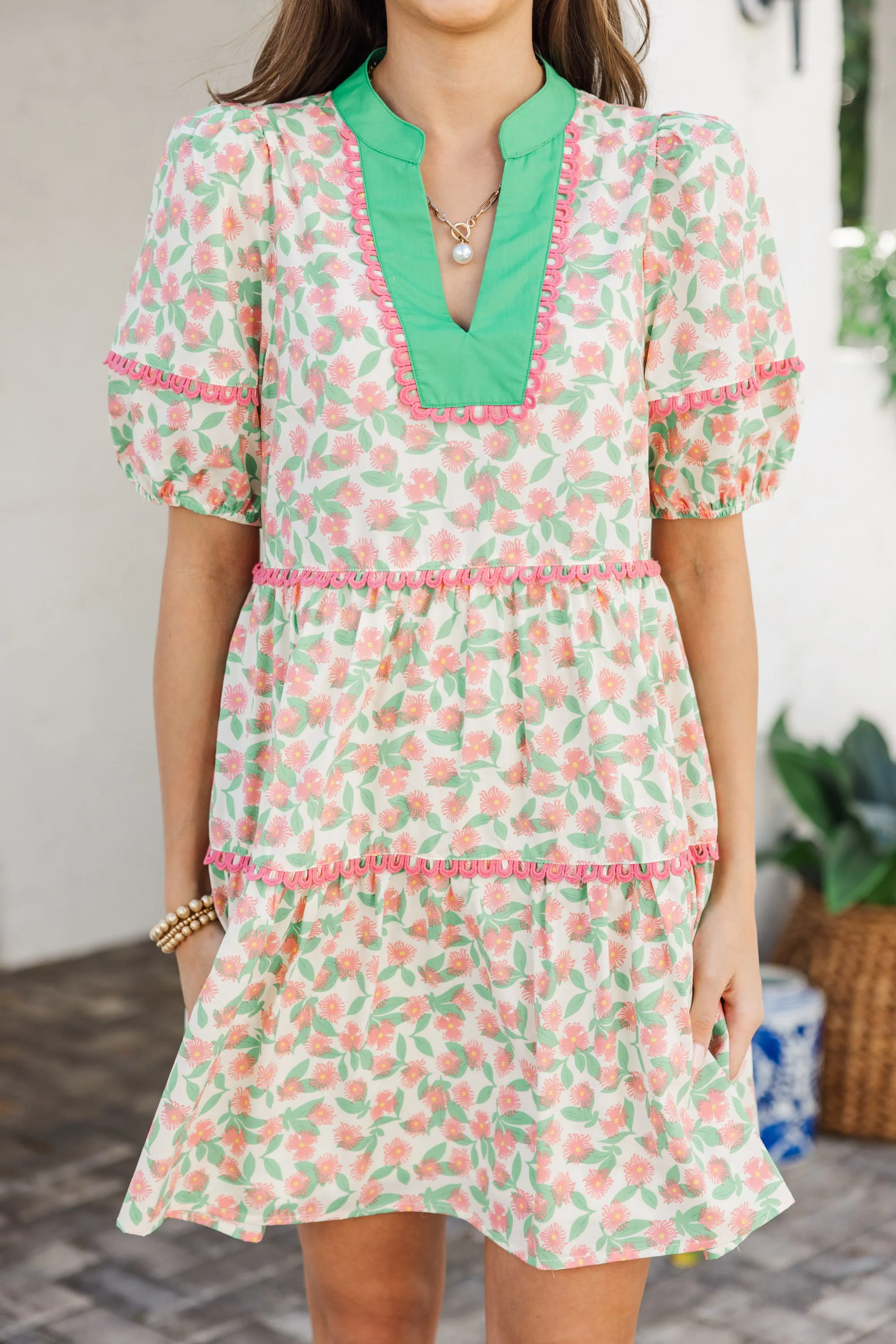 Beautiful Moments Pink Floral Babydoll Dress