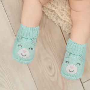Blushing Newborn Crochet Socks Booties - Mint Green