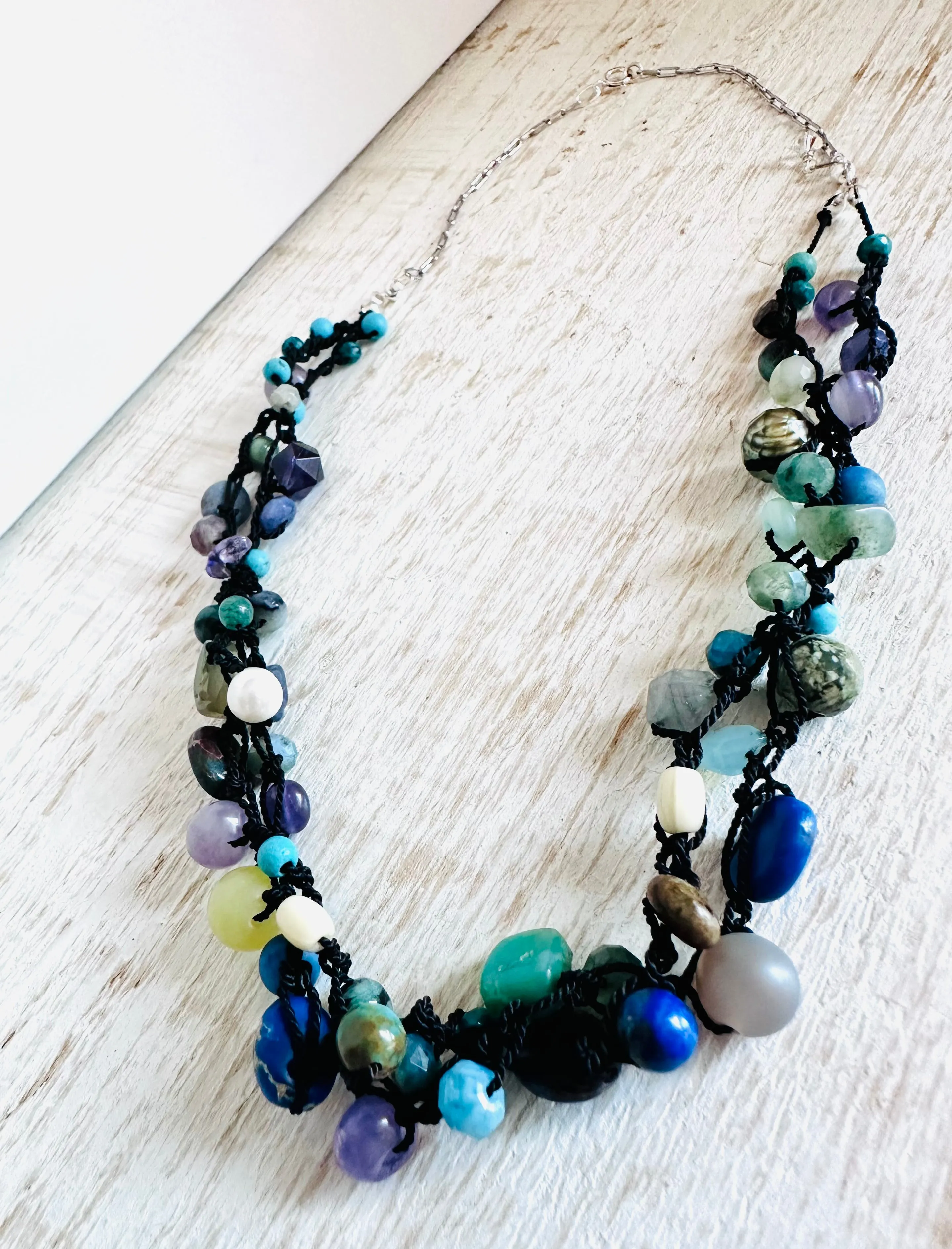 Bohemian Asymmetrical Gemstone Necklace, Boho Necklace