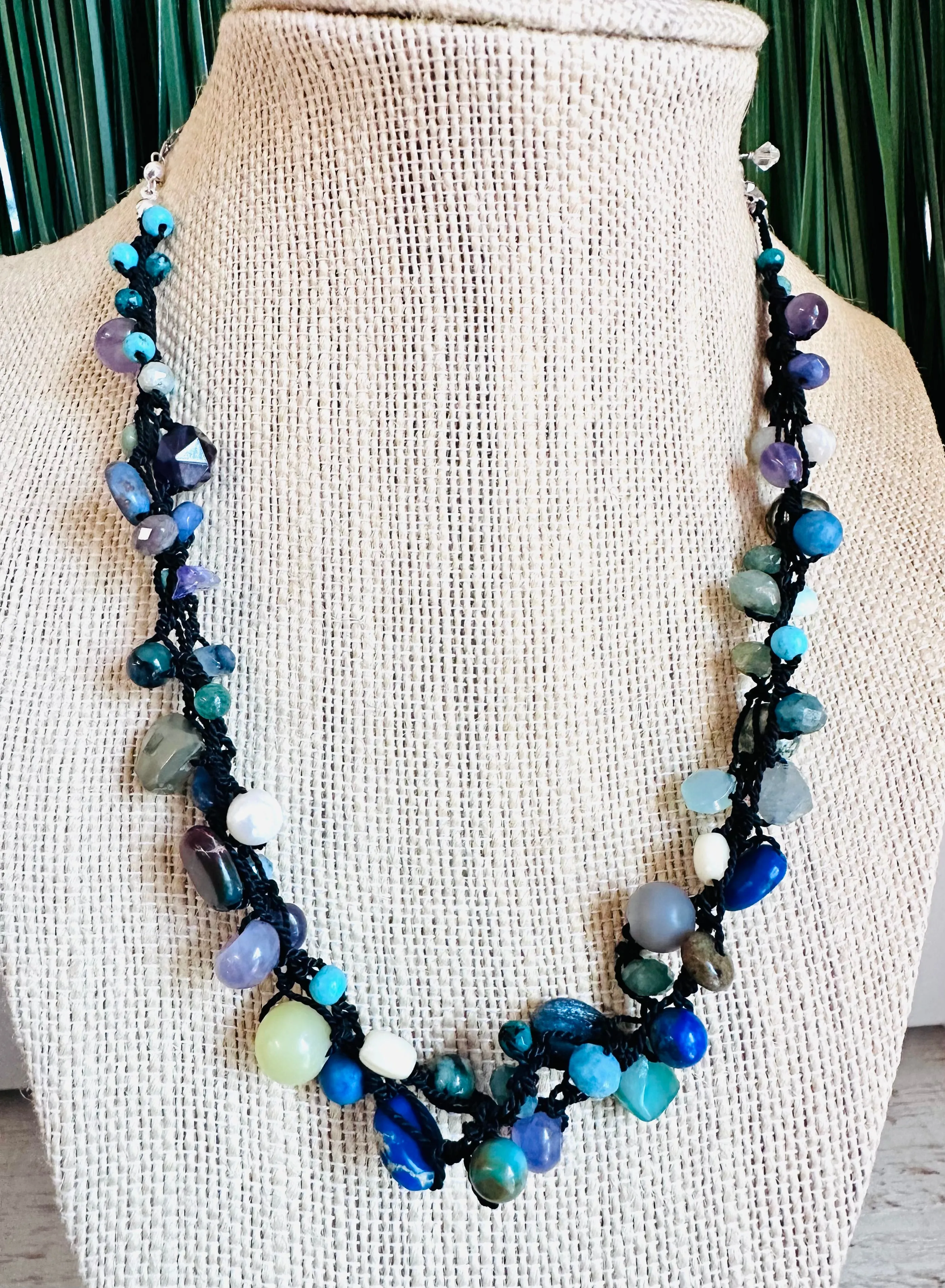 Bohemian Asymmetrical Gemstone Necklace, Boho Necklace