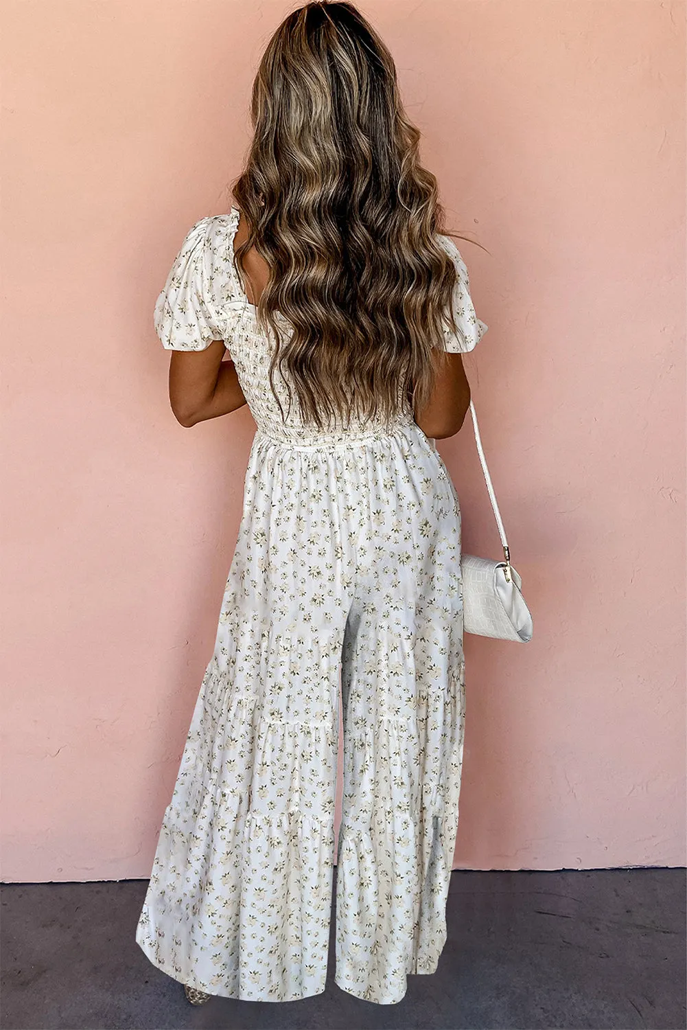 Boho Floral Smocked Wide Leg Romper