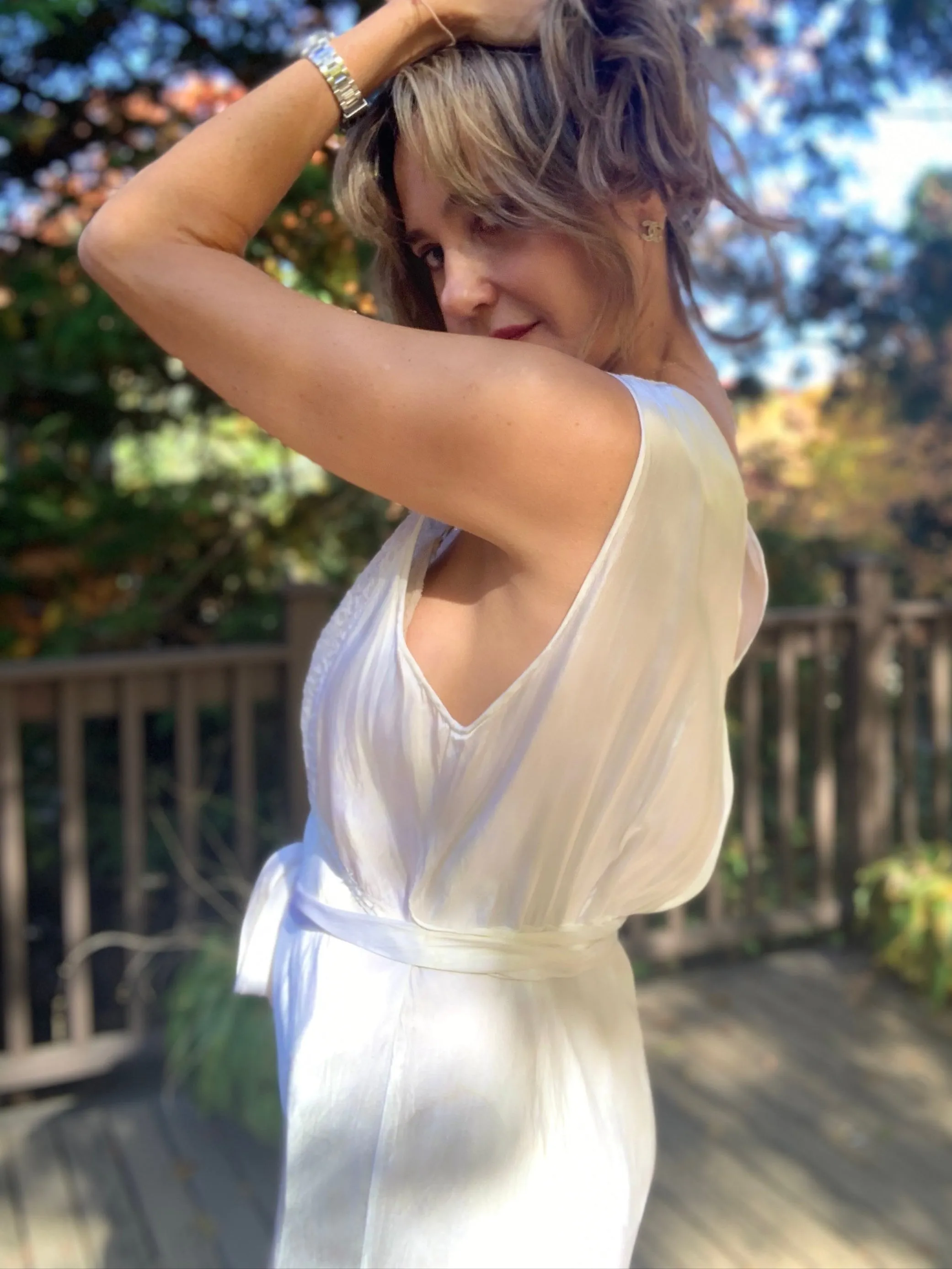 Bridal Nightgown White Satin - 40s - 40V