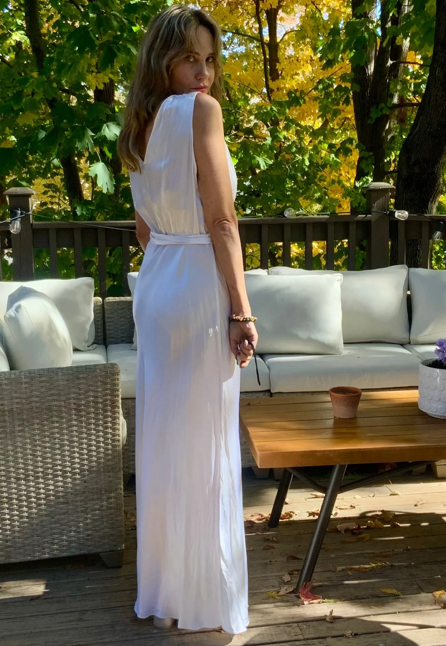 Bridal Nightgown White Satin - 40s - 40V