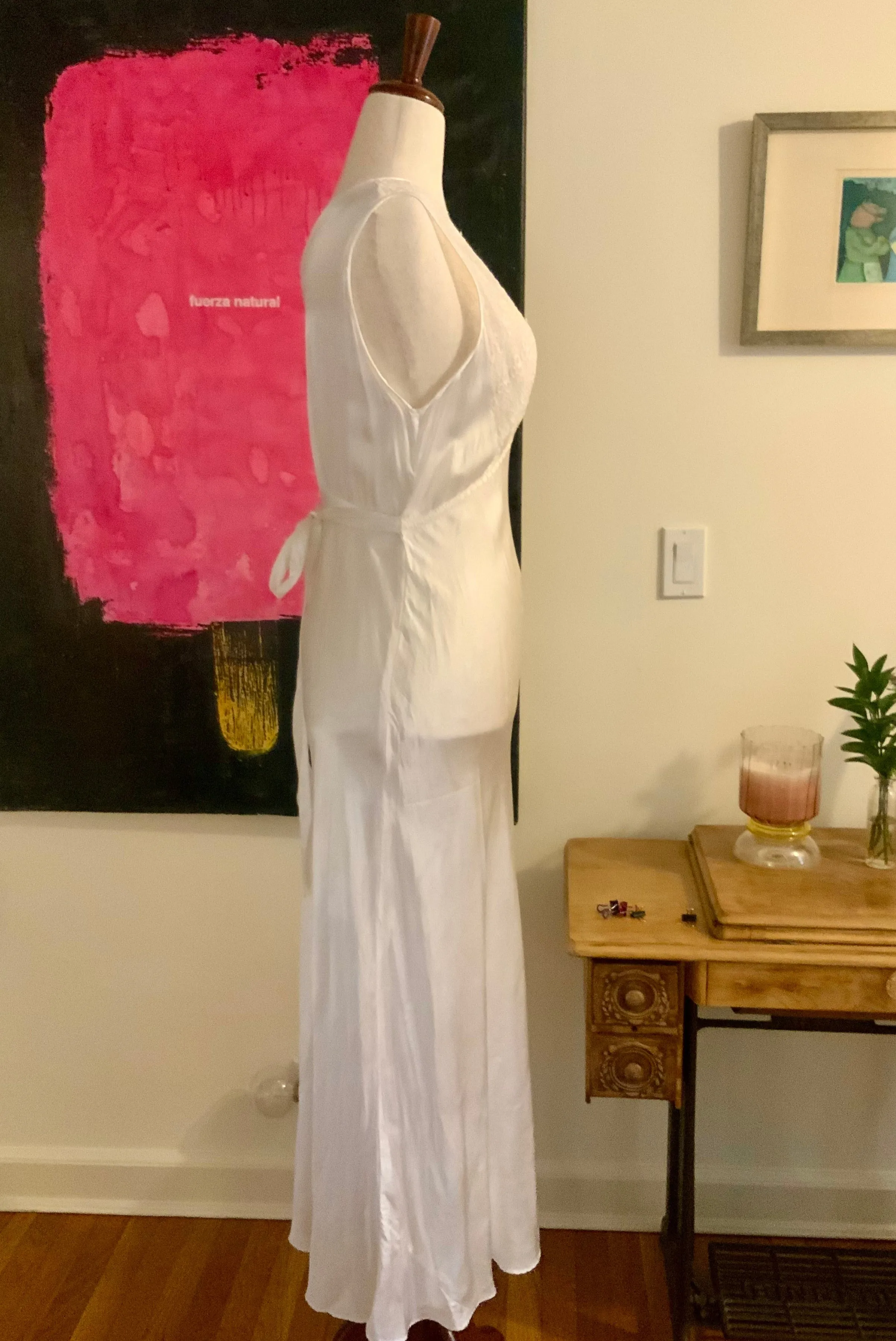 Bridal Nightgown White Satin - 40s - 40V