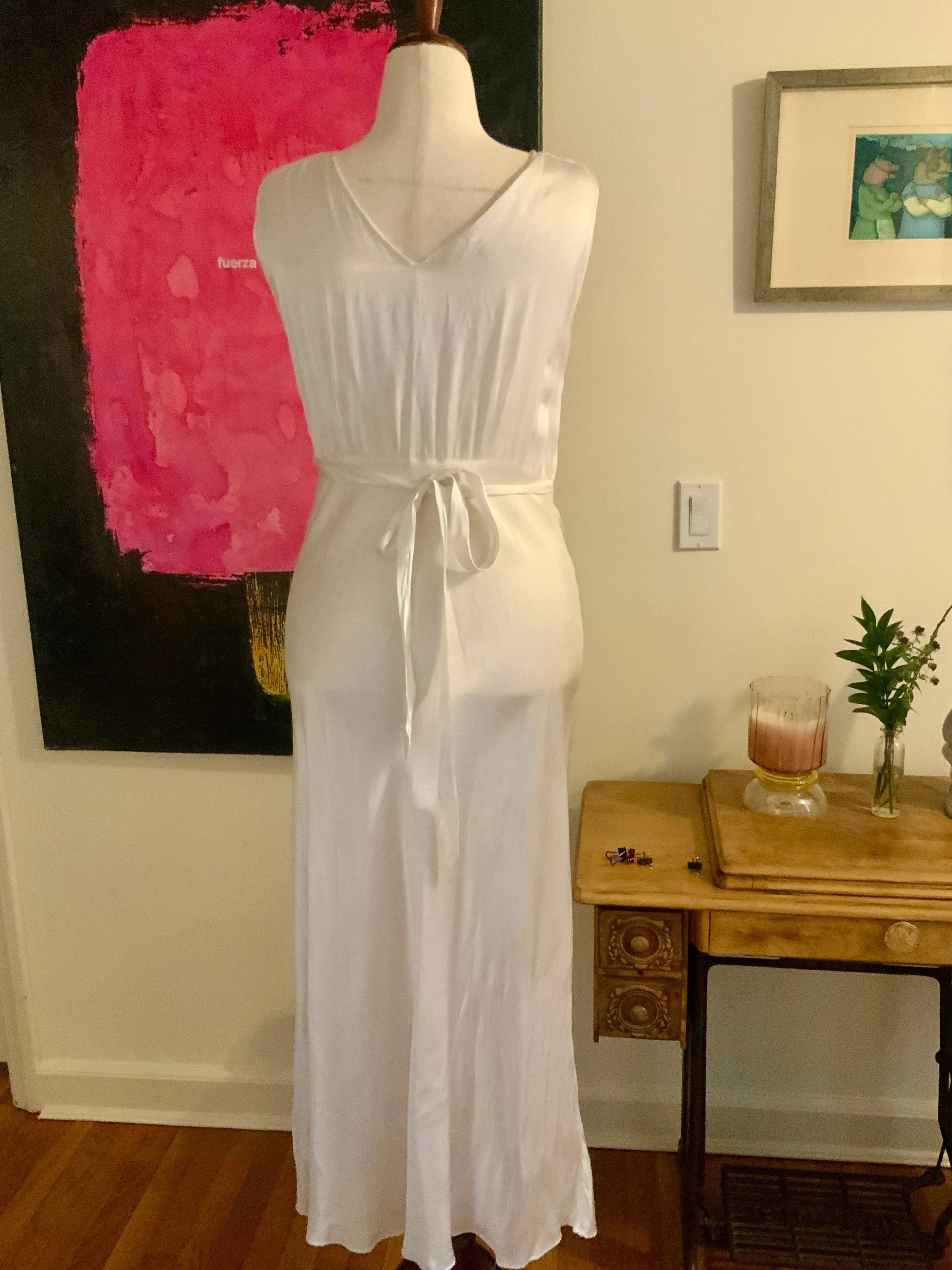 Bridal Nightgown White Satin - 40s - 40V