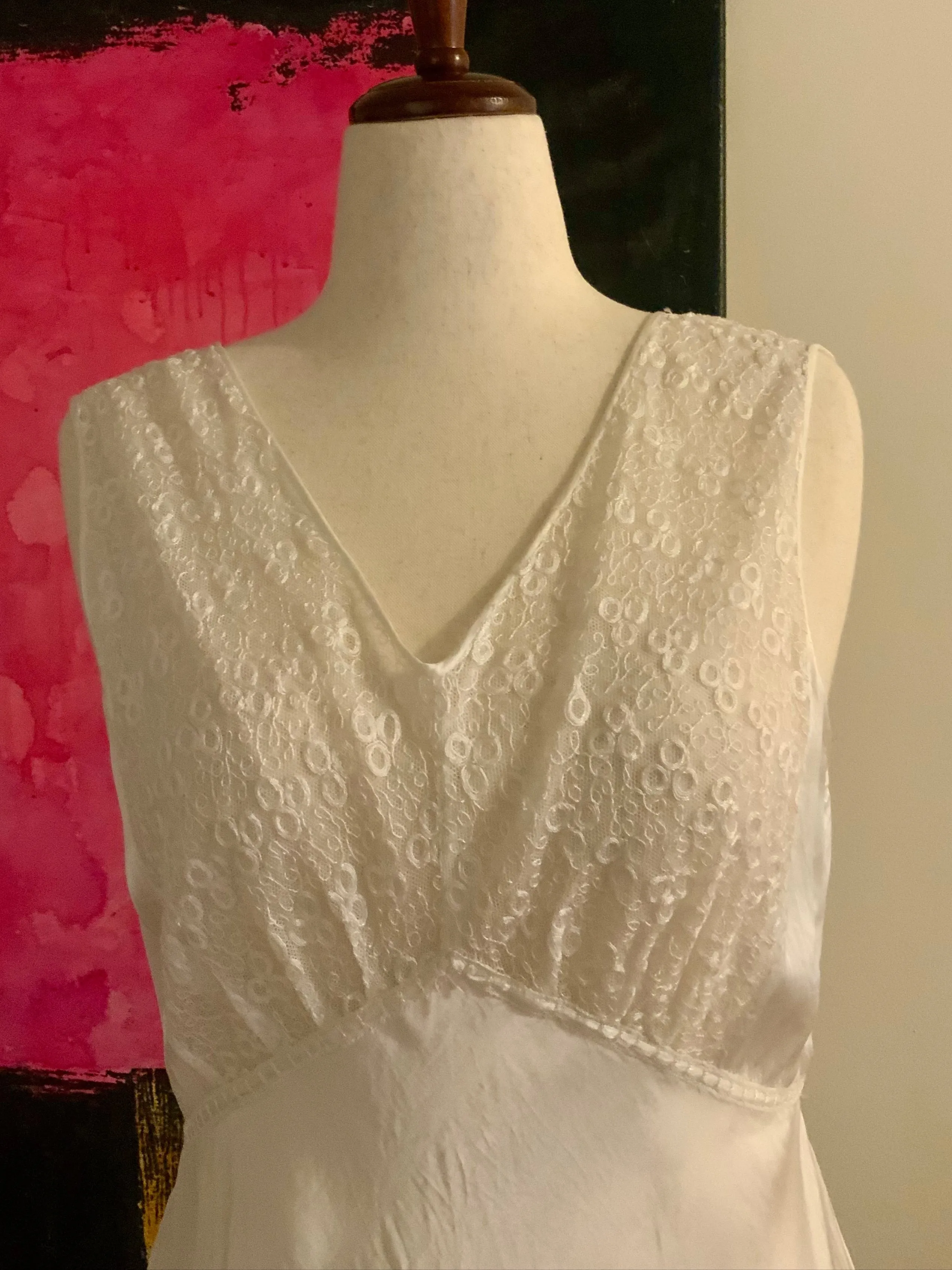 Bridal Nightgown White Satin - 40s - 40V