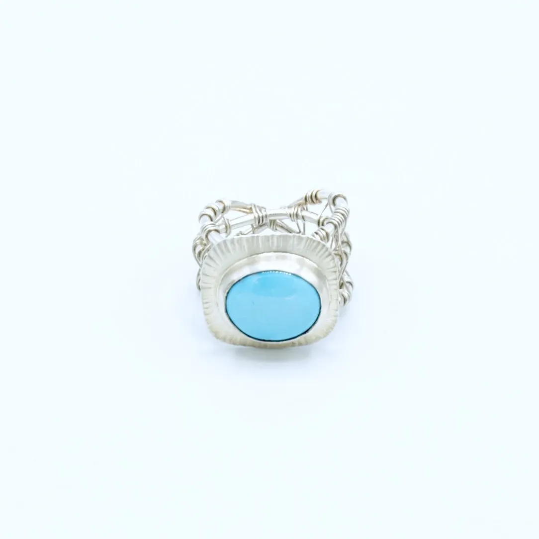 Brooke - Sleeping Beauty Turquoise Woven Nest Ring