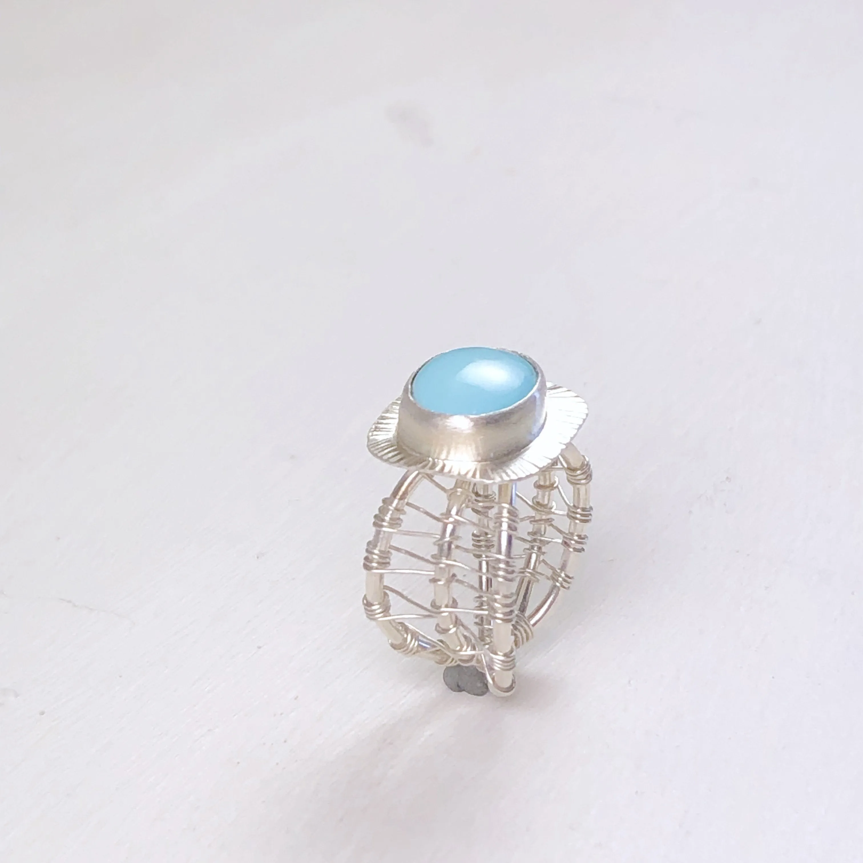 Brooke - Sleeping Beauty Turquoise Woven Nest Ring