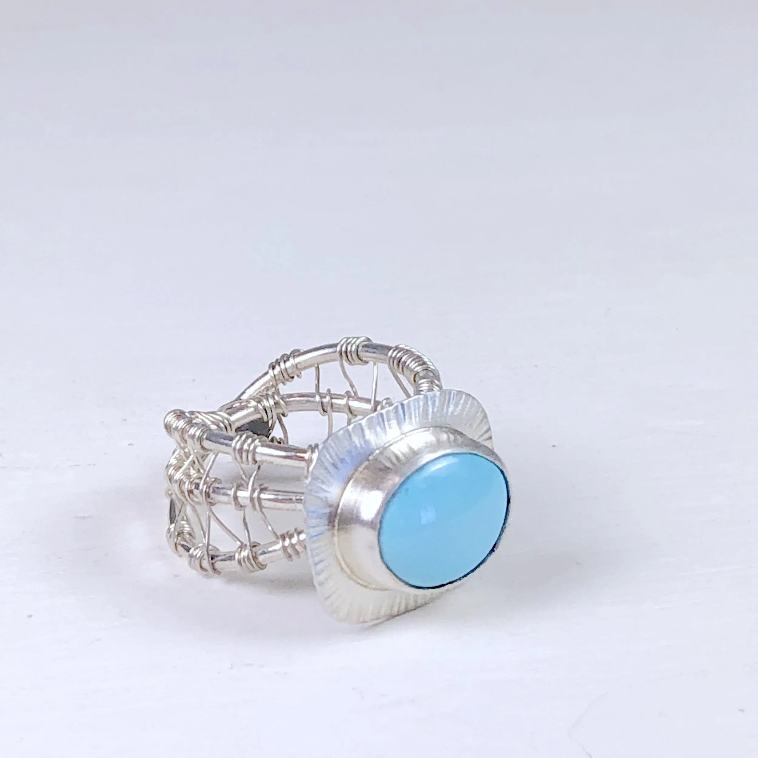Brooke - Sleeping Beauty Turquoise Woven Nest Ring