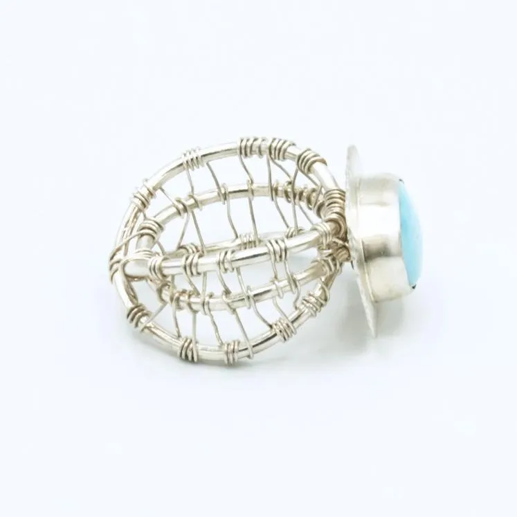 Brooke - Sleeping Beauty Turquoise Woven Nest Ring