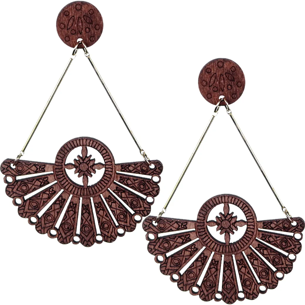 Brown Boho Chic Geometric Dangle Earrings