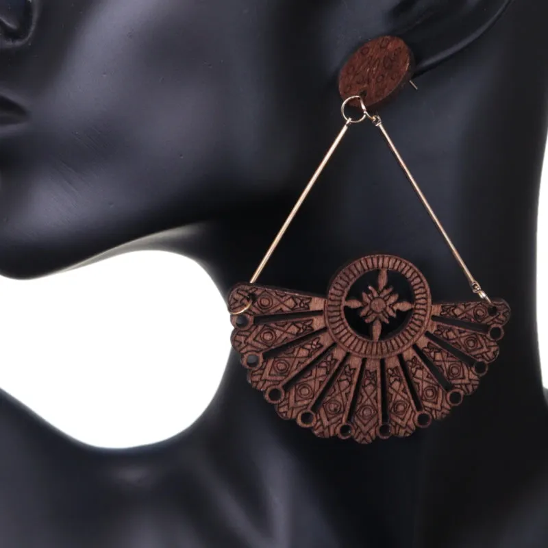 Brown Boho Chic Geometric Dangle Earrings