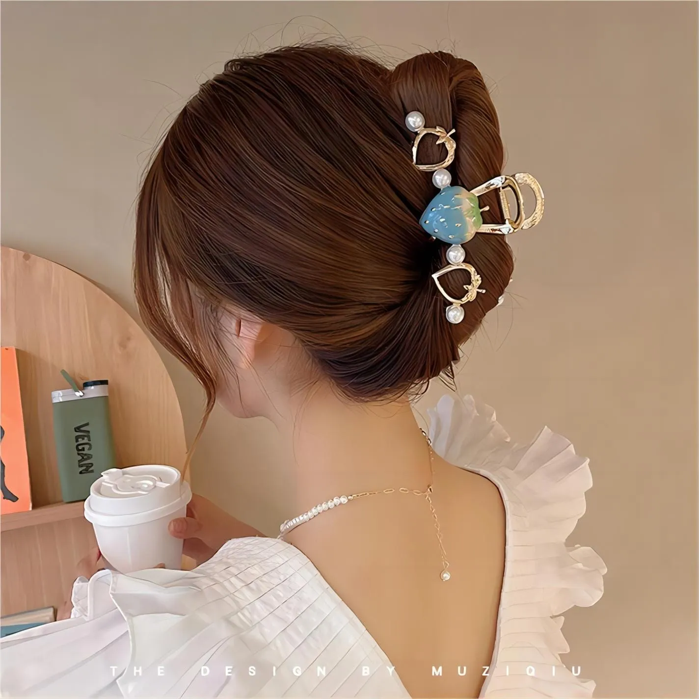 Chic Enamel Strawberry Heart Hair Claw Clip
