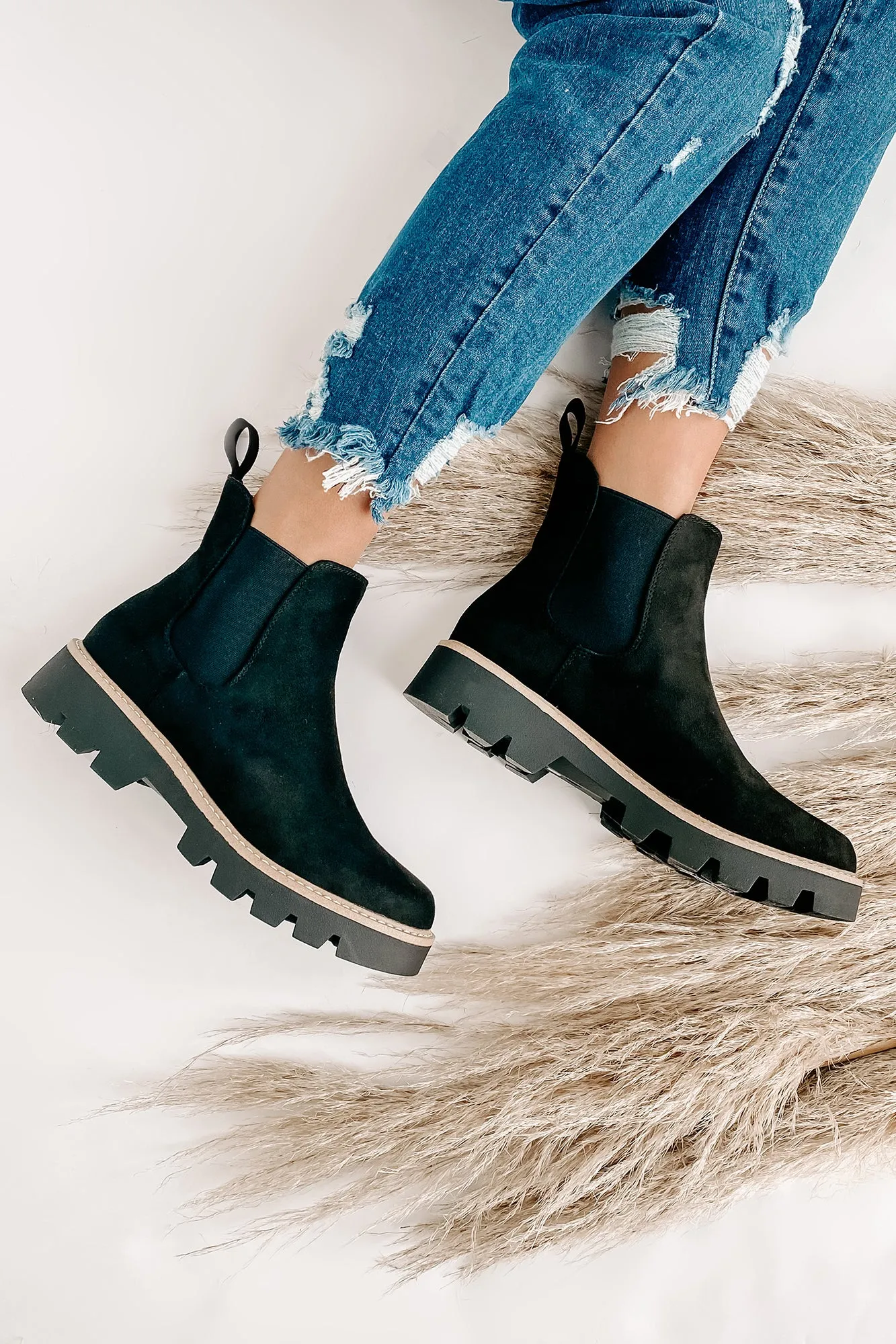 City Classic Faux Suede Booties (Black)