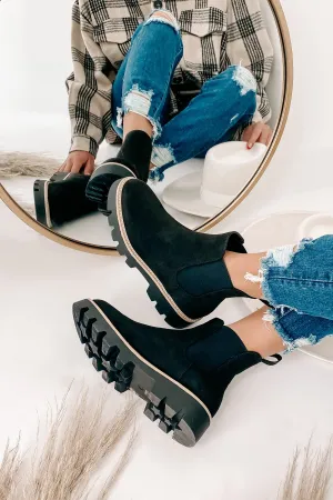 City Classic Faux Suede Booties (Black)