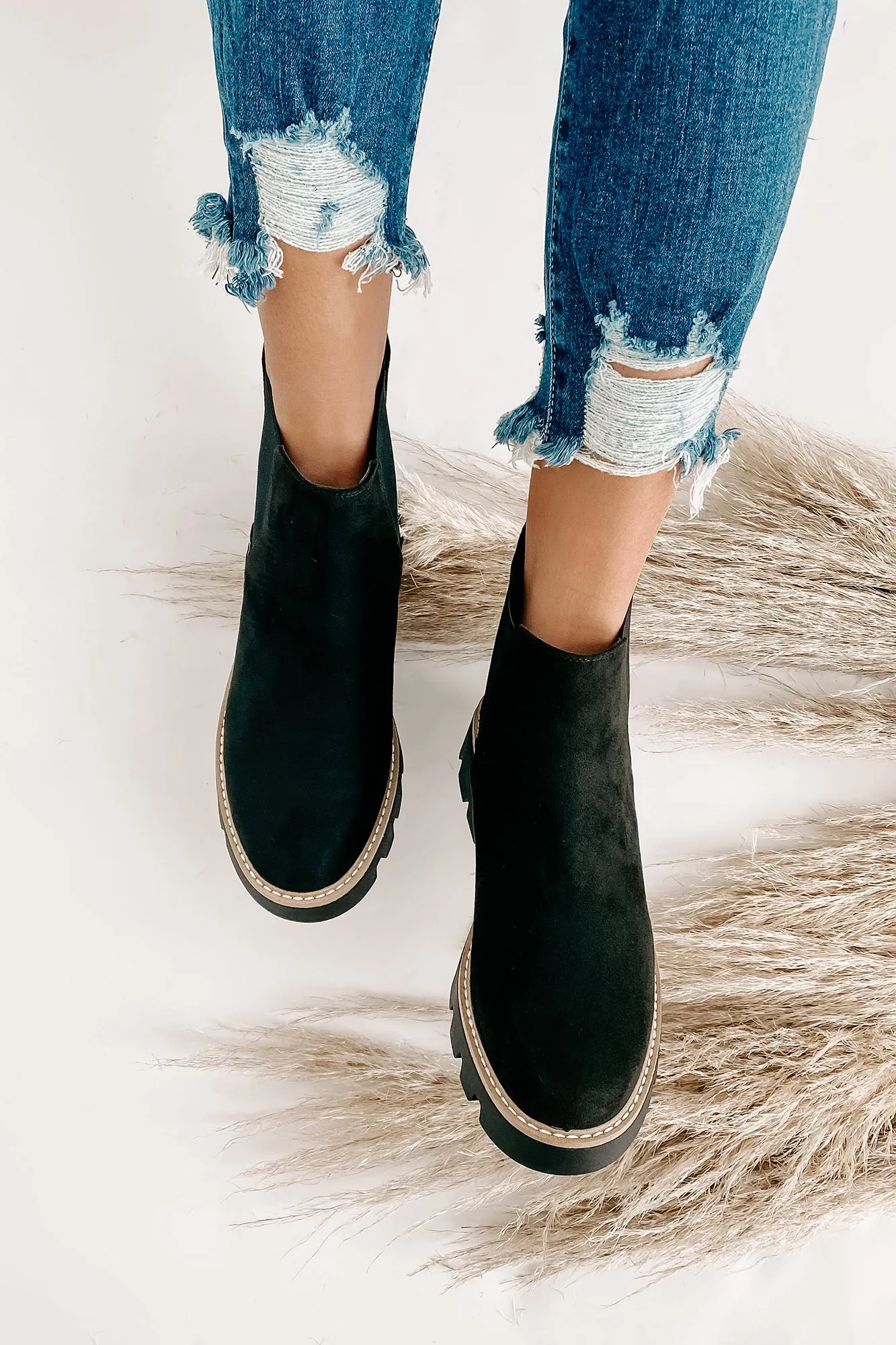 City Classic Faux Suede Booties (Black)