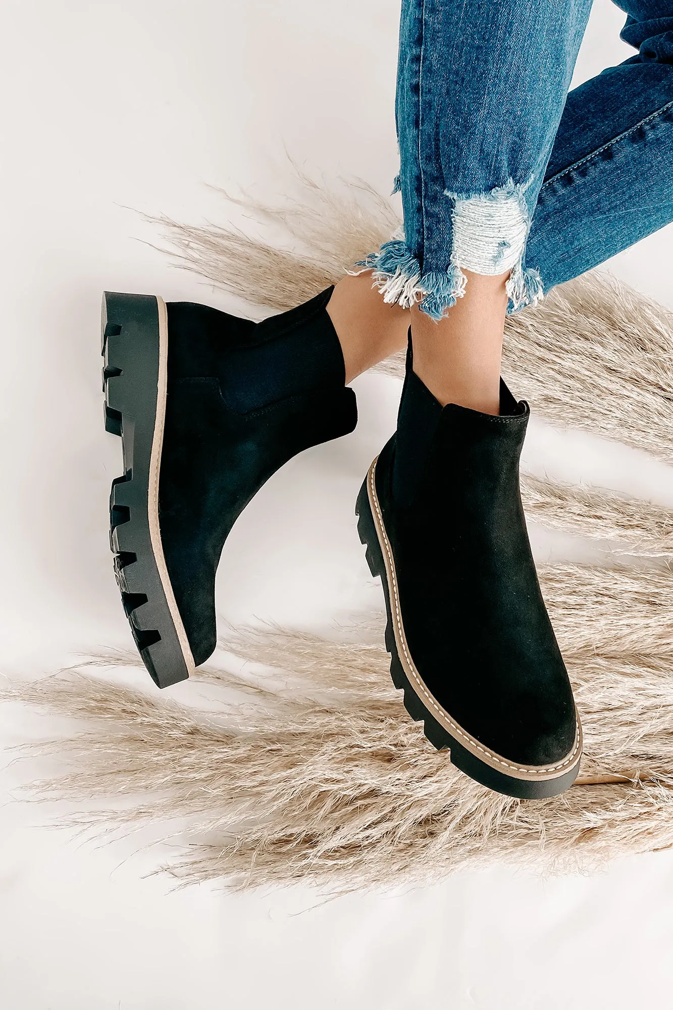 City Classic Faux Suede Booties (Black)