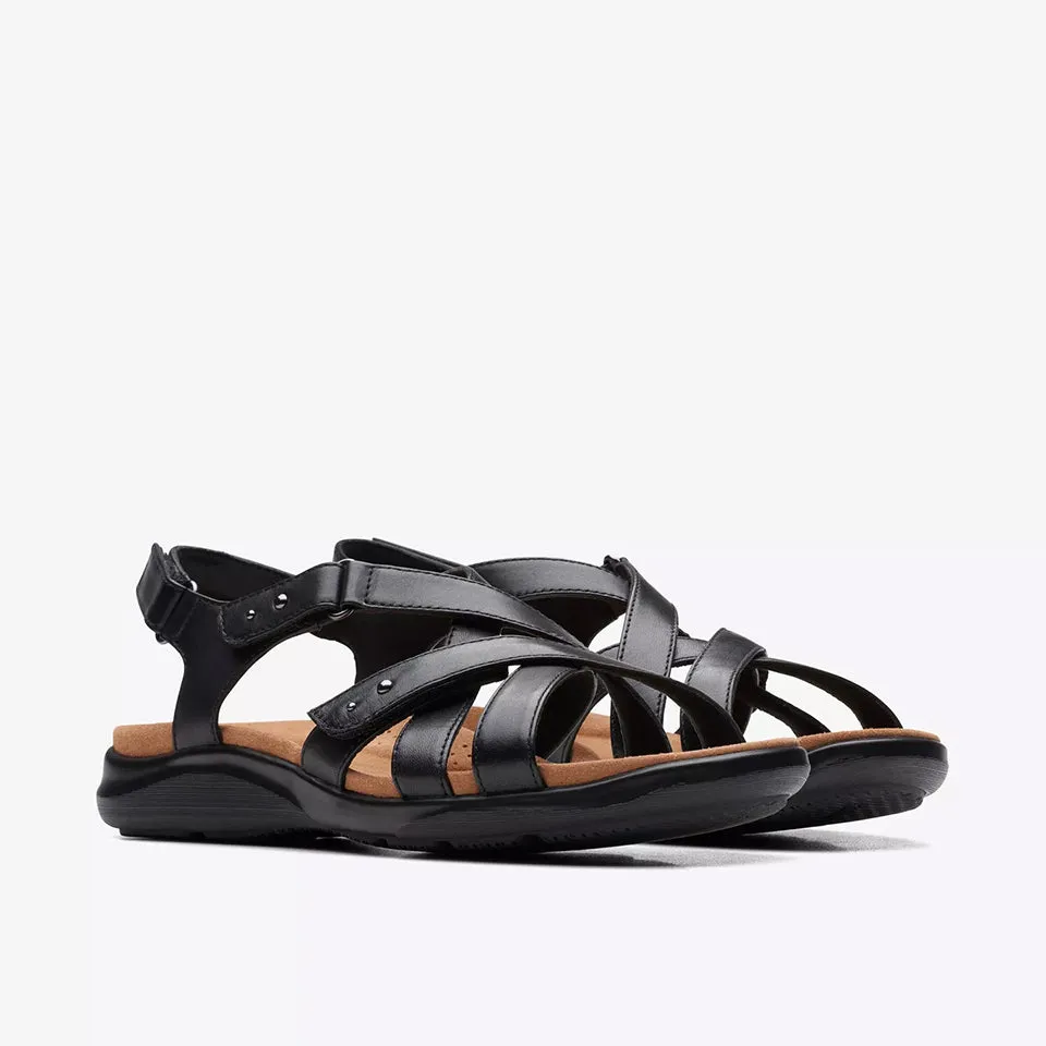 Clarks Women's Kitly Go Black Leather | Metallic