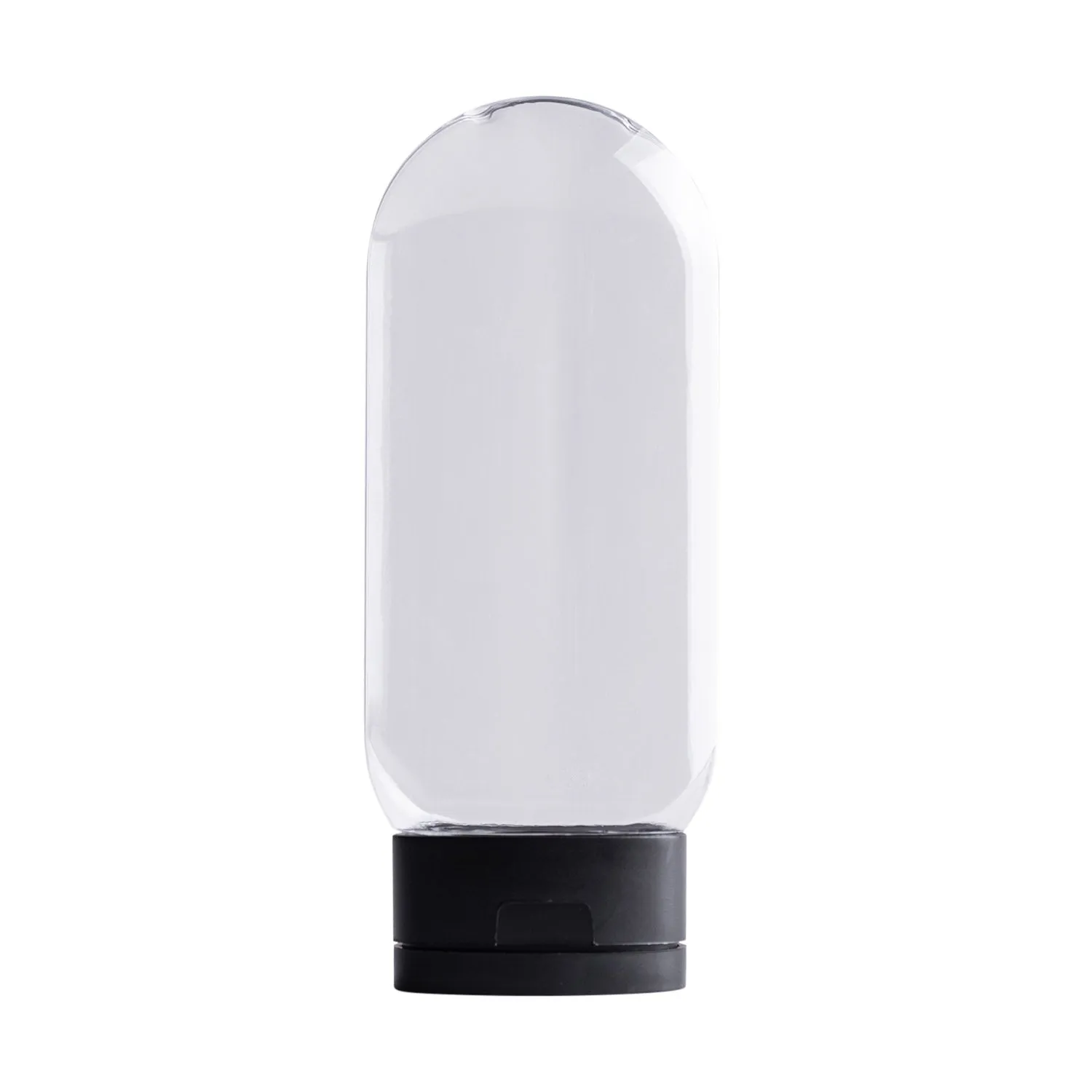 Clear Plastic Bottle w/ Black Snap Lid