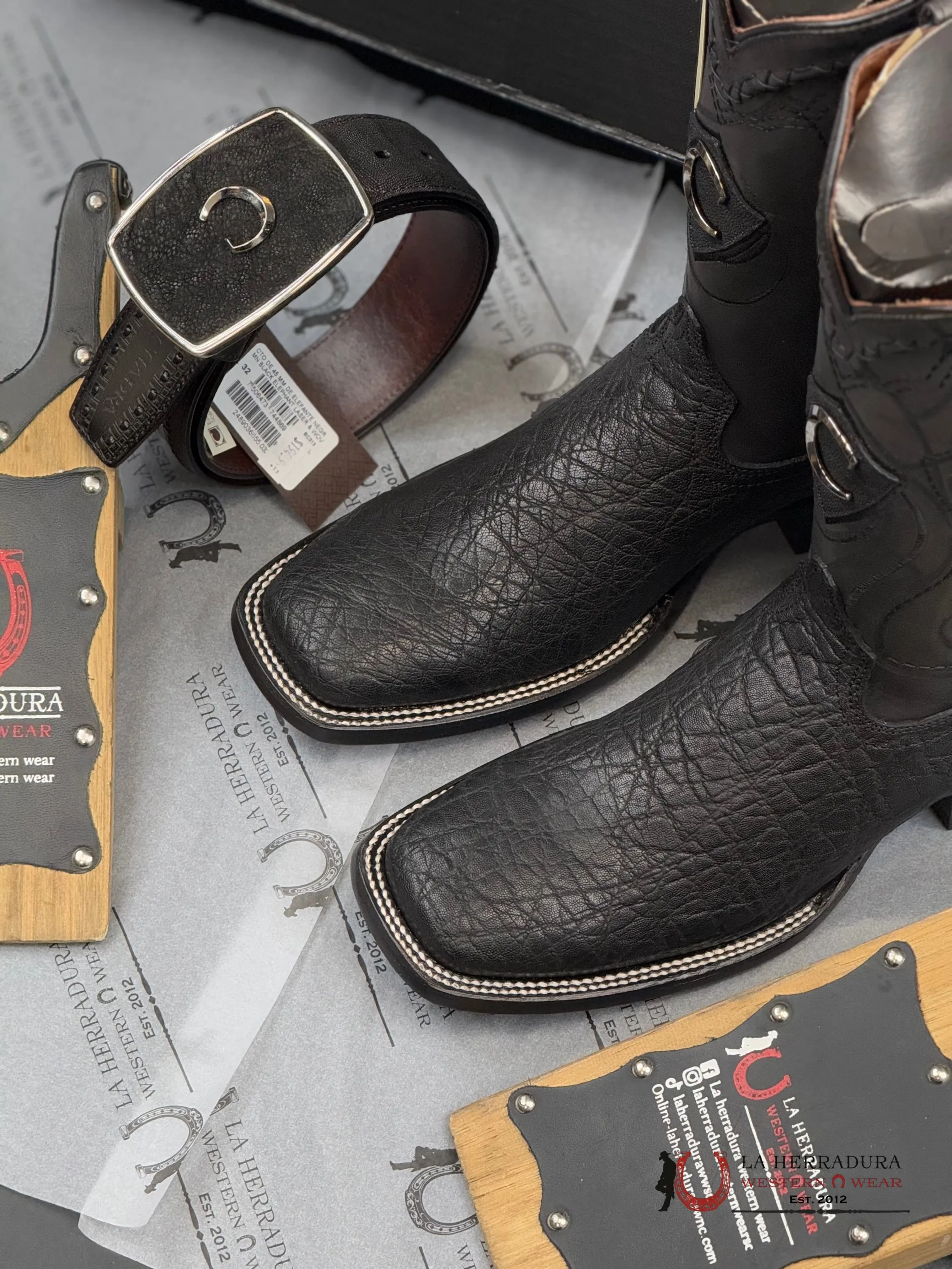 CUADRA BOOTS ELEPHANT BLACK ELEFANTE SQUARE TOE 3Z1OEl