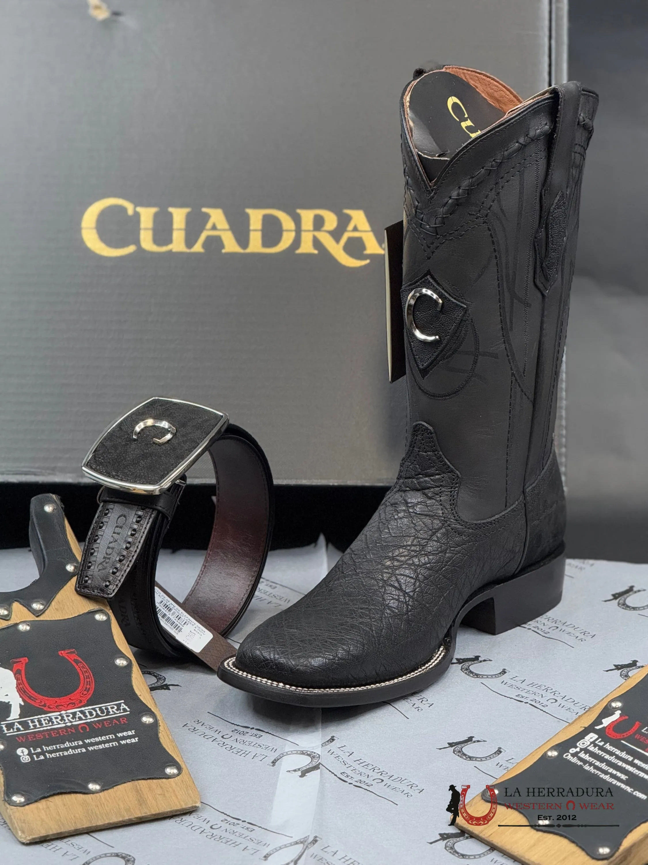 CUADRA BOOTS ELEPHANT BLACK ELEFANTE SQUARE TOE 3Z1OEl