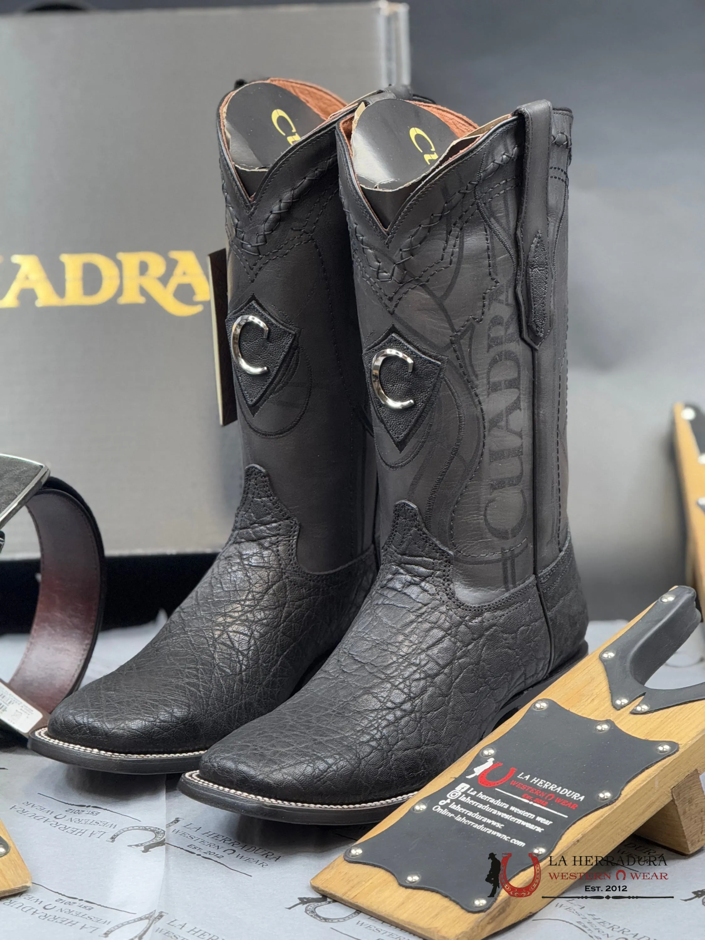 CUADRA BOOTS ELEPHANT BLACK ELEFANTE SQUARE TOE 3Z1OEl