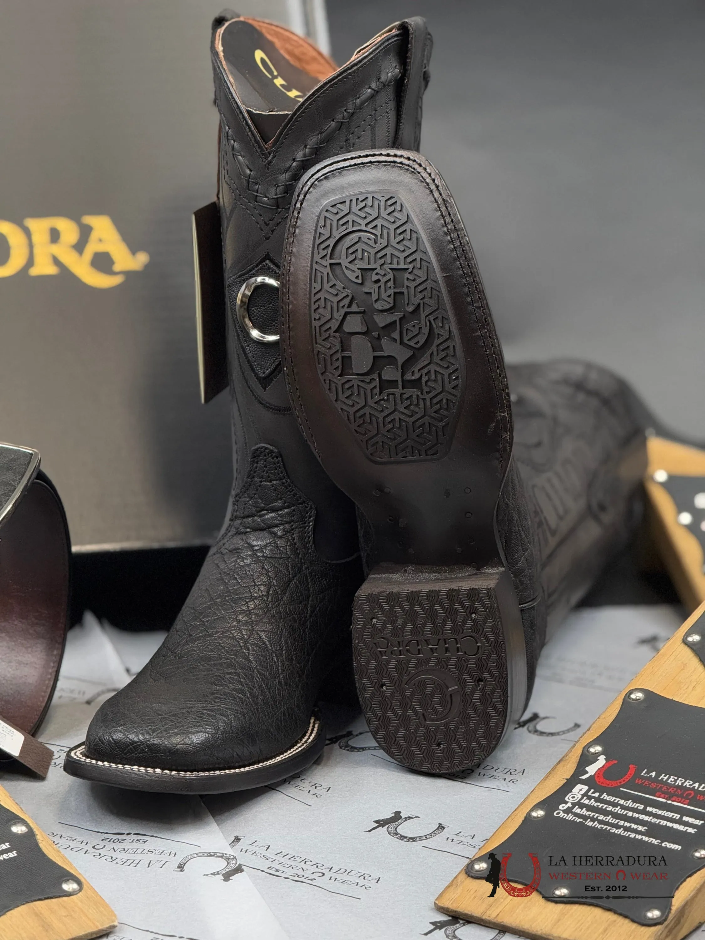 CUADRA BOOTS ELEPHANT BLACK ELEFANTE SQUARE TOE 3Z1OEl