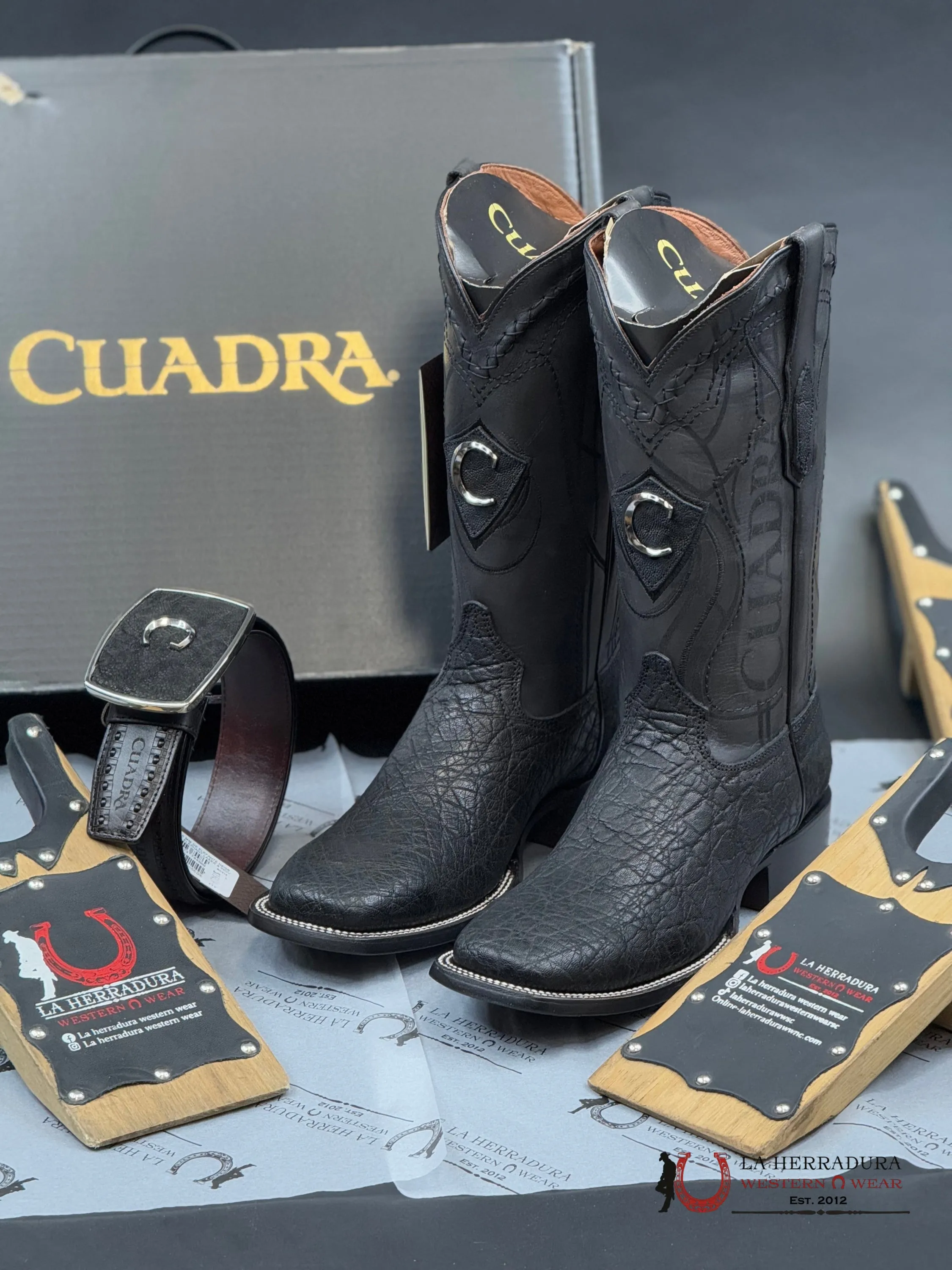 CUADRA BOOTS ELEPHANT BLACK ELEFANTE SQUARE TOE 3Z1OEl
