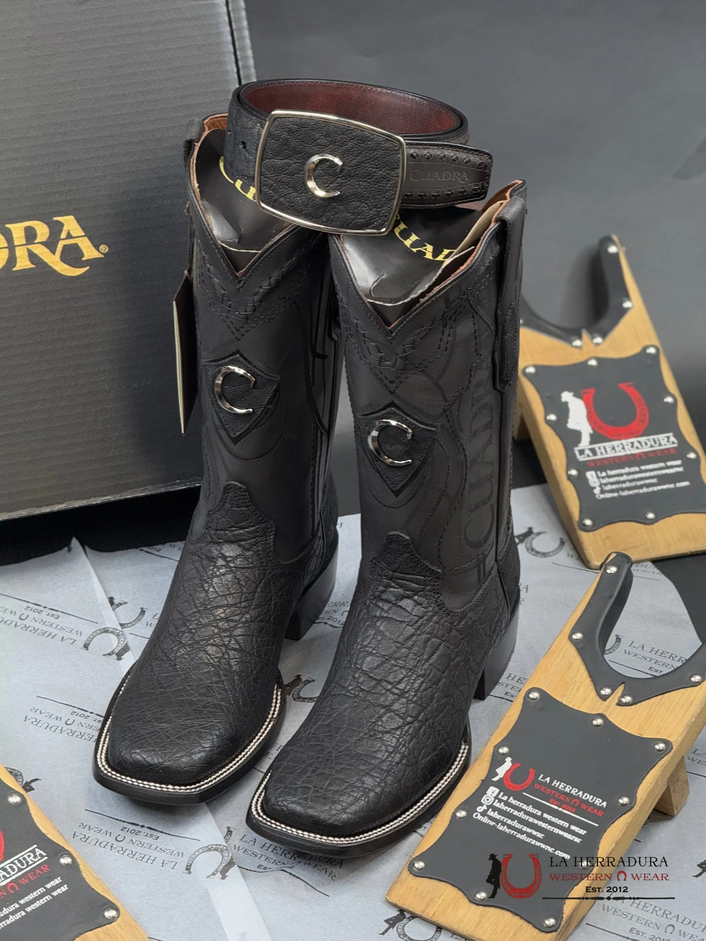 CUADRA BOOTS ELEPHANT BLACK ELEFANTE SQUARE TOE 3Z1OEl