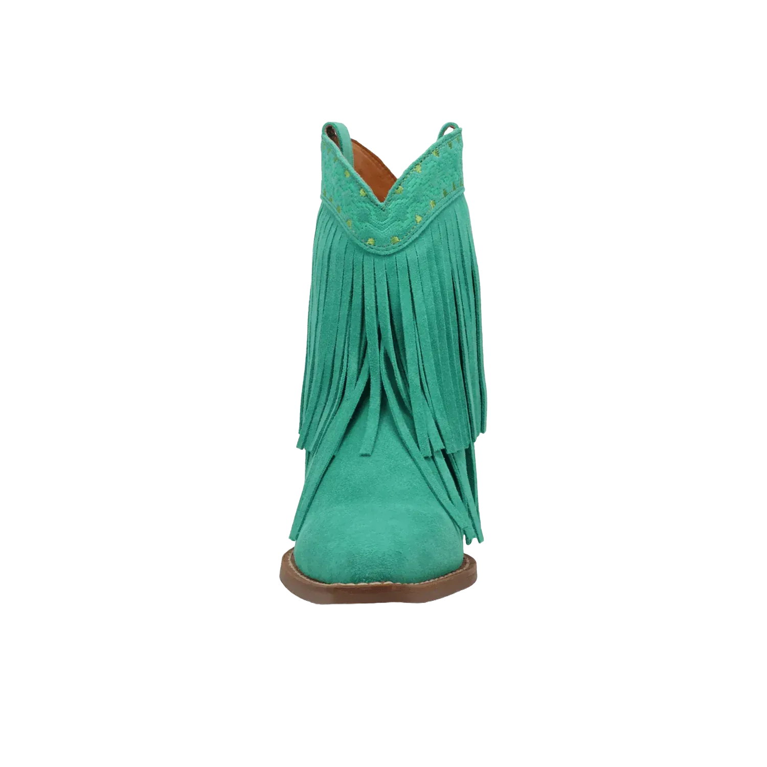 Dingo Ladies Tapadero Suede Fringe Green Booties DI2181 GREEN