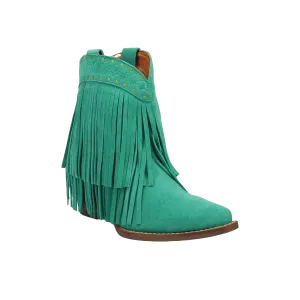 Dingo Ladies Tapadero Suede Fringe Green Booties DI2181 GREEN