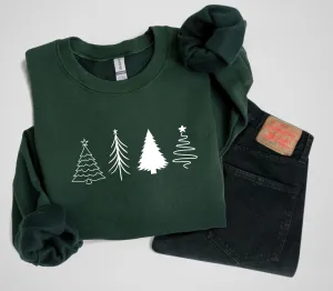 Embossed Four Christmas Tree Sweatshirt