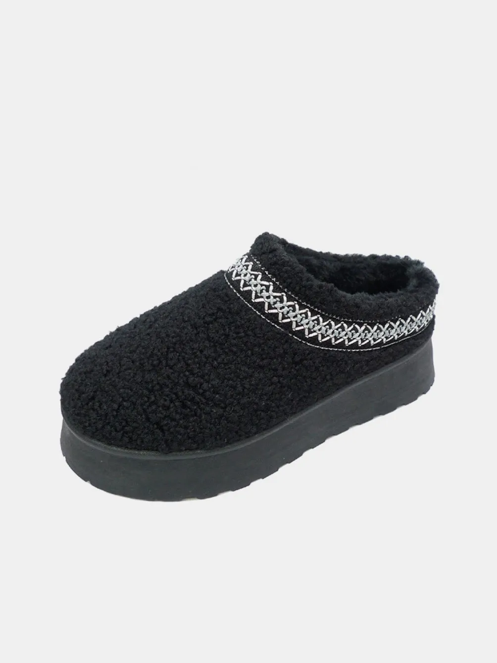 Embroidered Trim Platform Sherpa Boots, oh so comfy and oh so stylish!