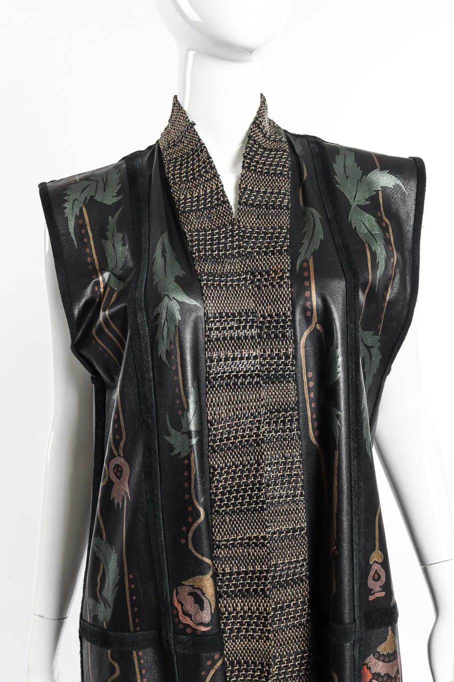 Floral Painted Leather Vest