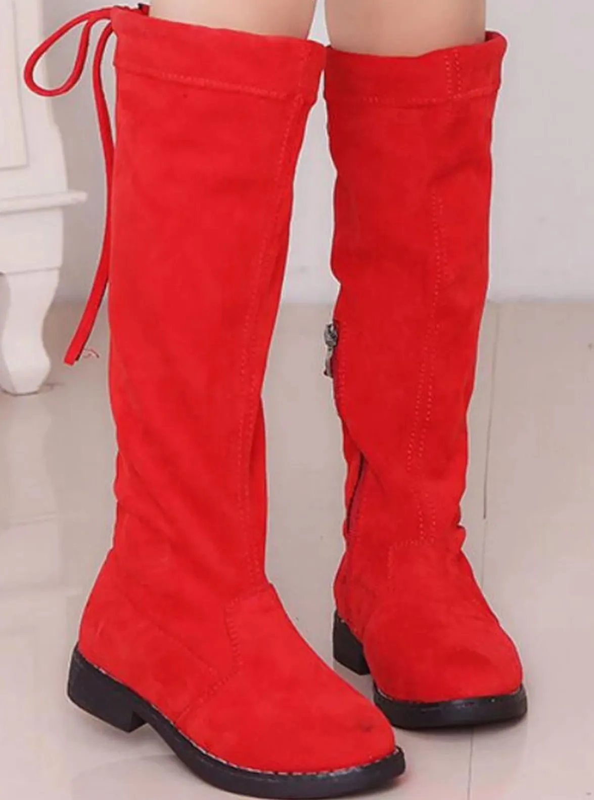 Girls Faux Suede Knee Length Booties By Liv and Mia